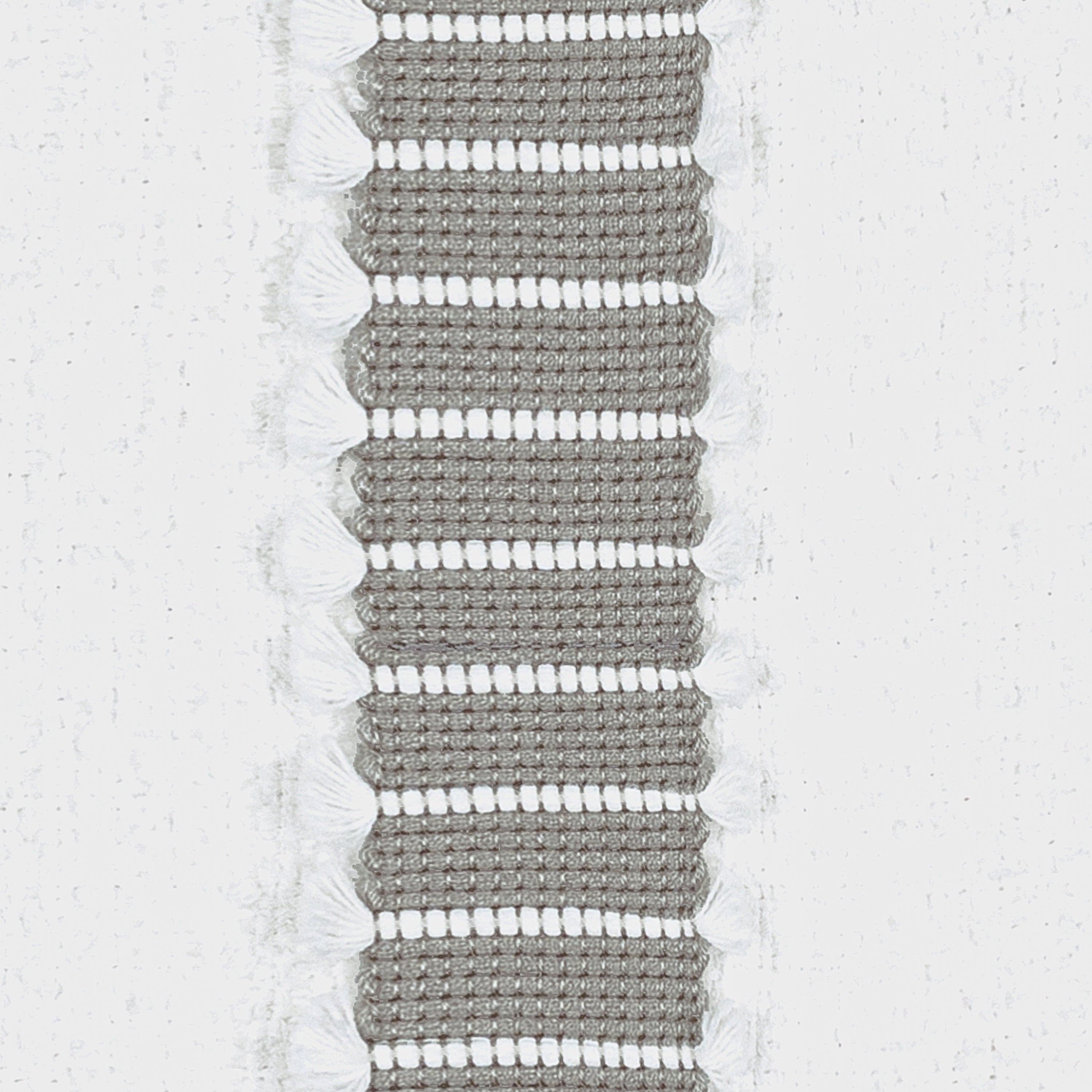 Detail image of White outdoor pillow with gray center band, square size for contemporary outdoor seating