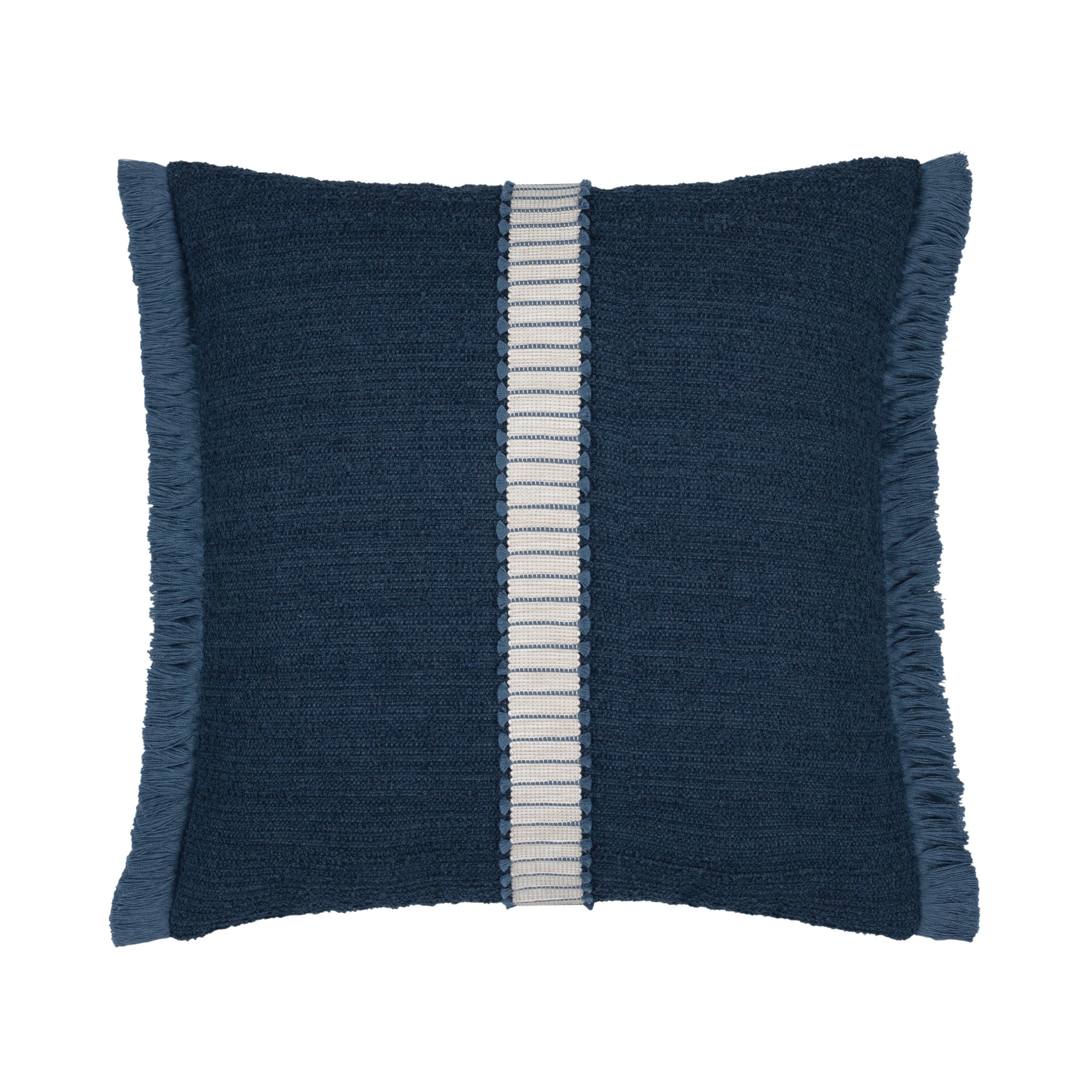 Pillow made from Solid indigo outdoor safe performance fabric with plush woven finish - Deluxe Indigo by Elaine Smith