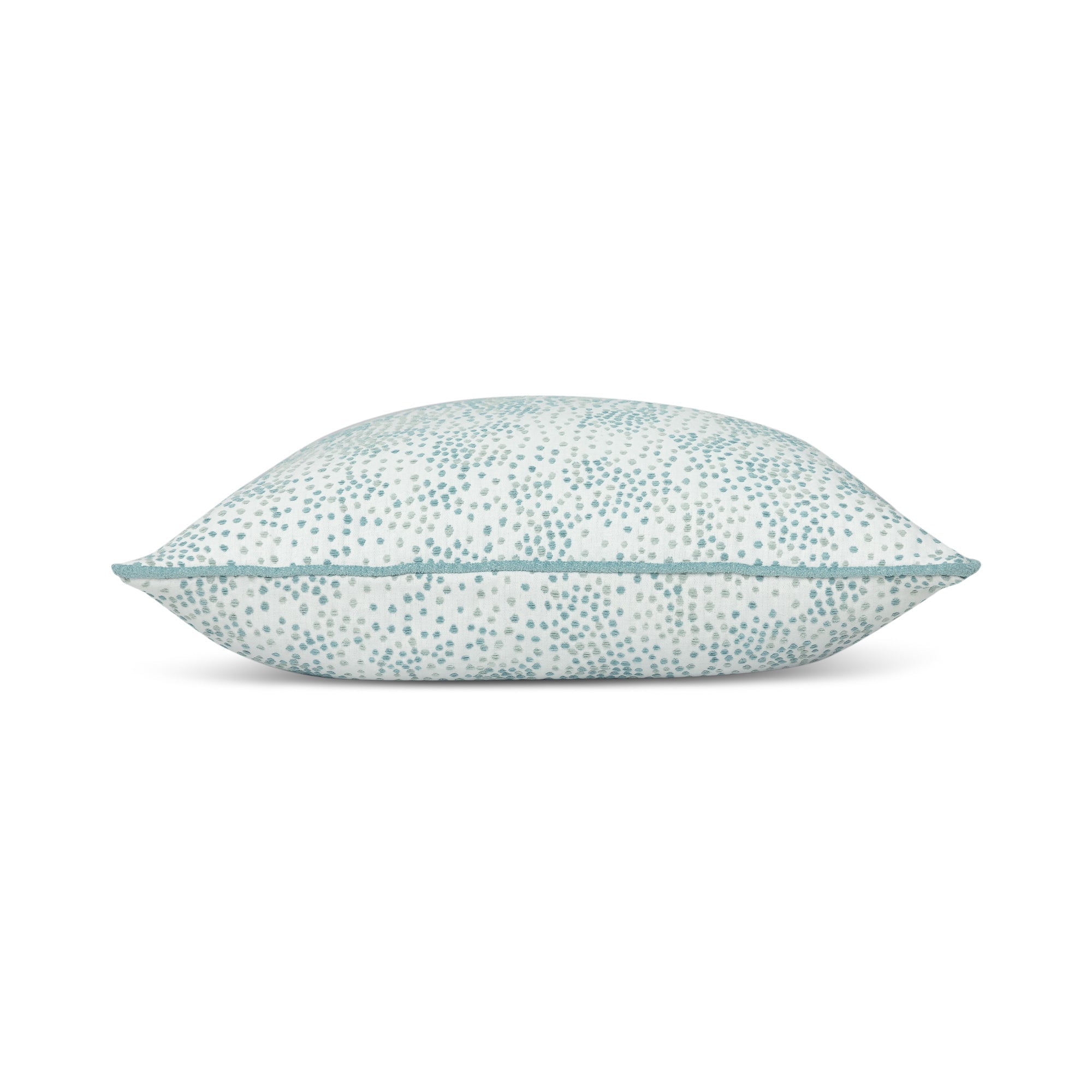 Side image of Blue mini flecked pillow square size for sophisticated indoor and outdoor decor
