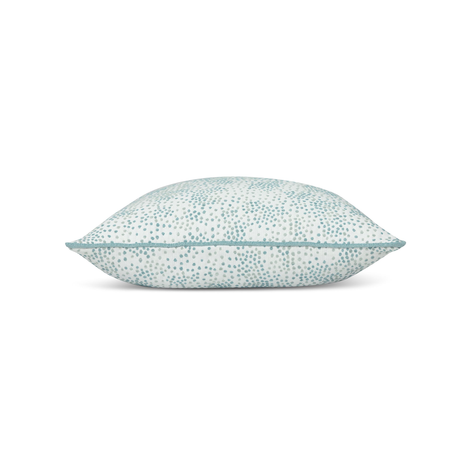 Side image of Blue mini flecked pillow square size for chic indoor and outdoor decor