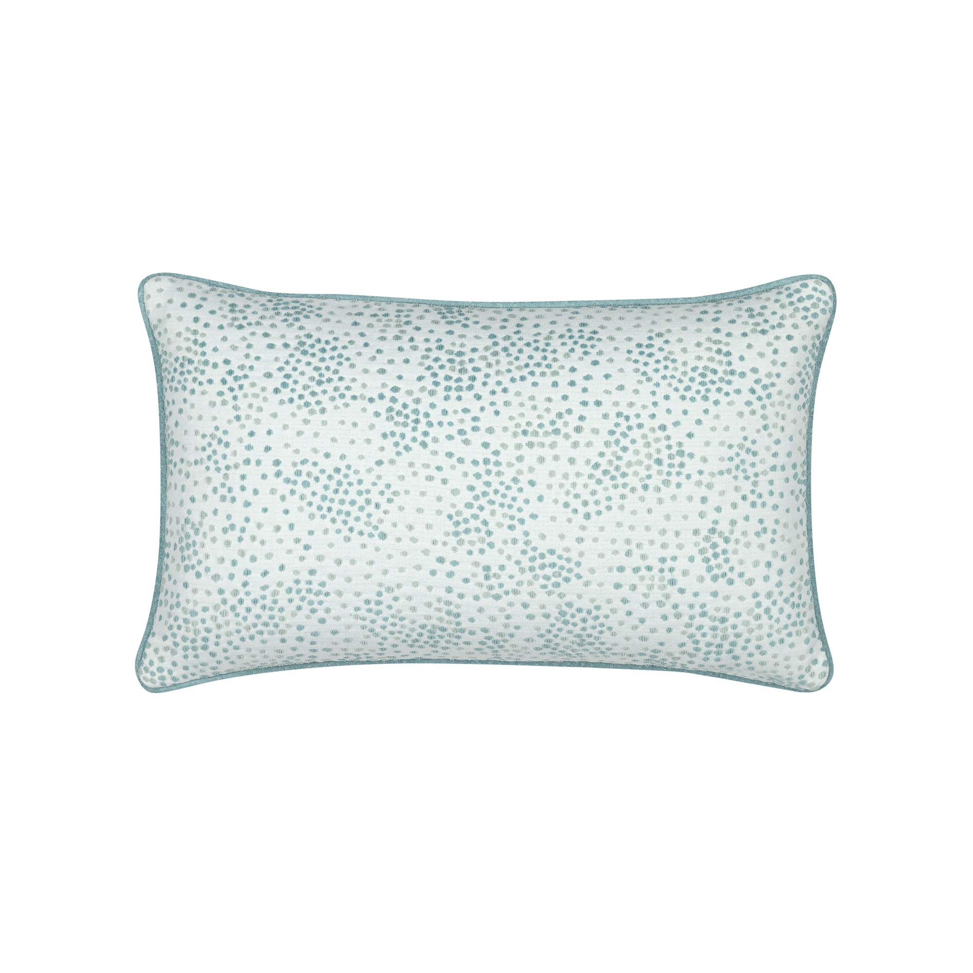 Back image of Blue mini flecked pillow lumbar size for elegant indoor and outdoor decor