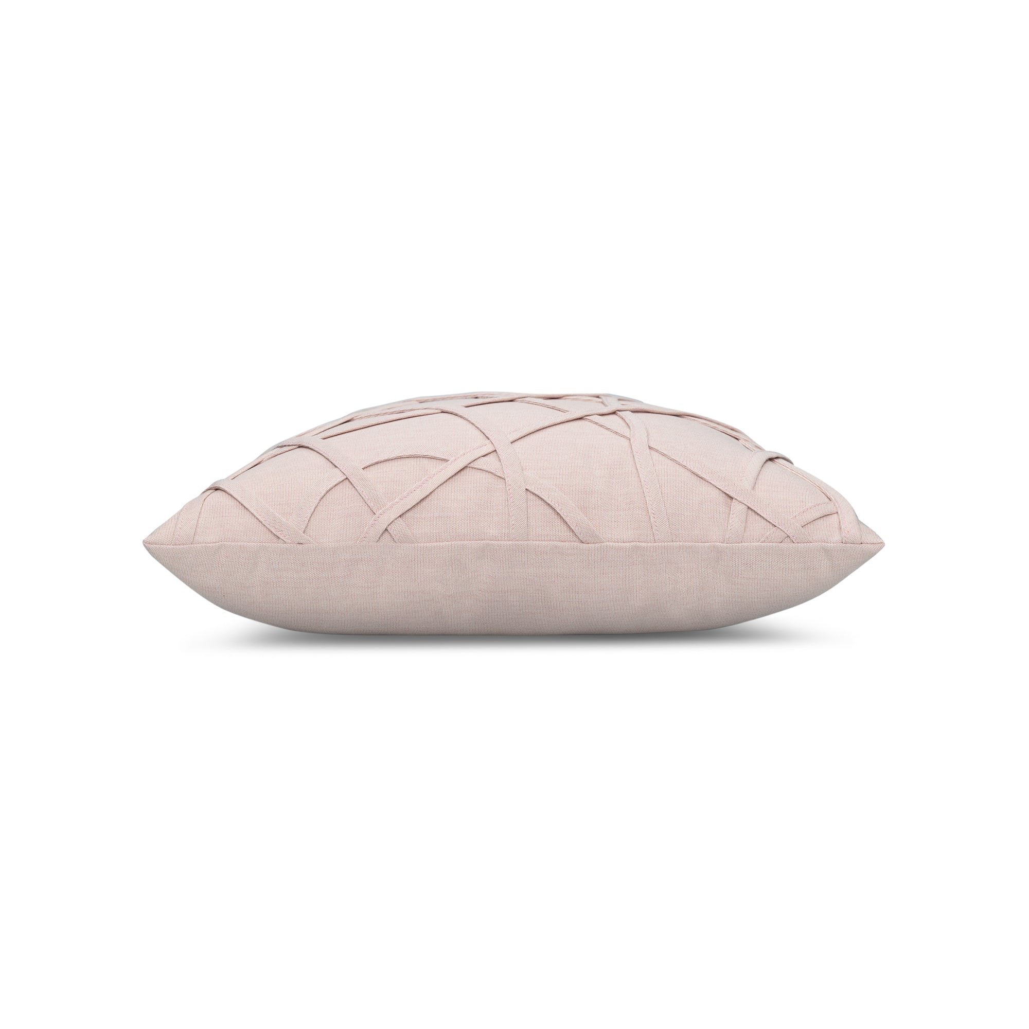 Side image of Soft pink outdoor pillow with solid texture square size for earthy patio decor by Elaine Smith
