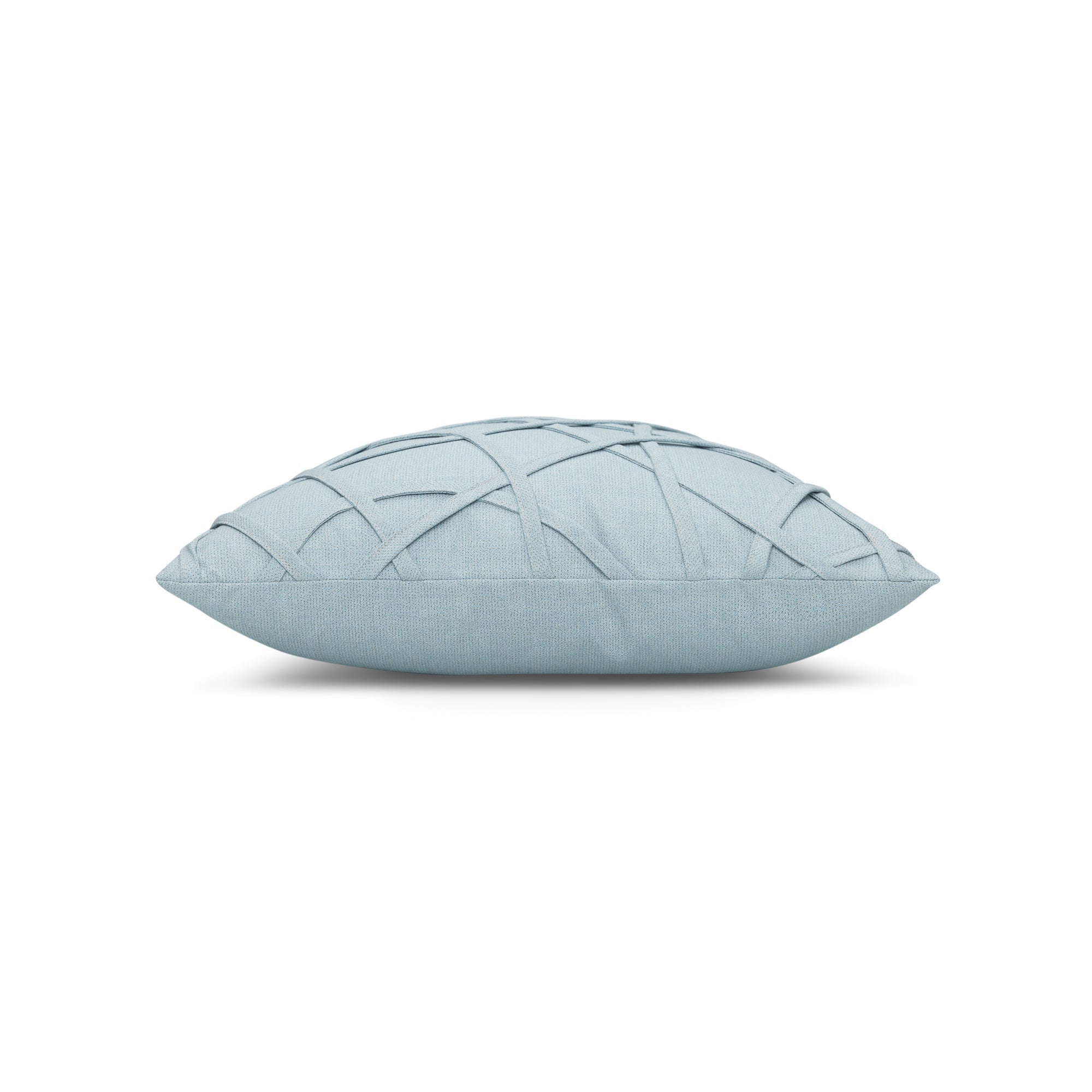 Side image of Light Blue outdoor pillow with solid texture square size for lively patio decor