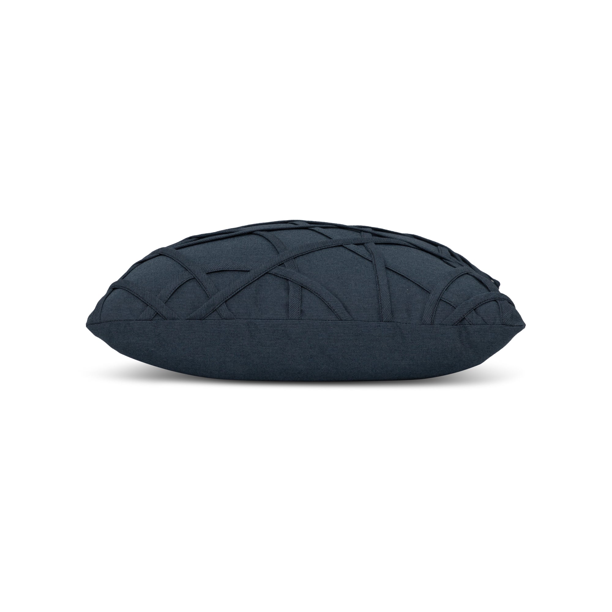 Side image of Indigo outdoor pillow with solid texture Square size for elegant patio decor by Elaine Smith