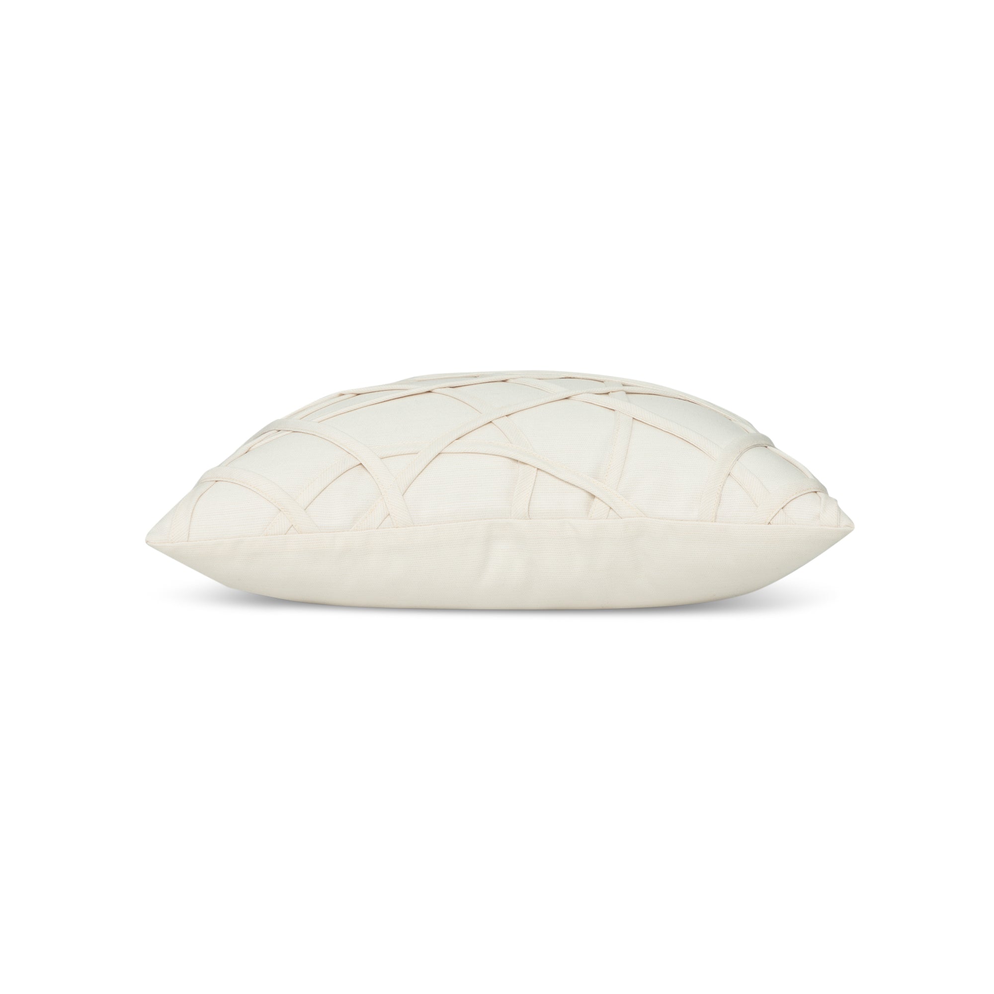Side image of Ivory outdoor pillow with solid texture square size for modern patio decor
