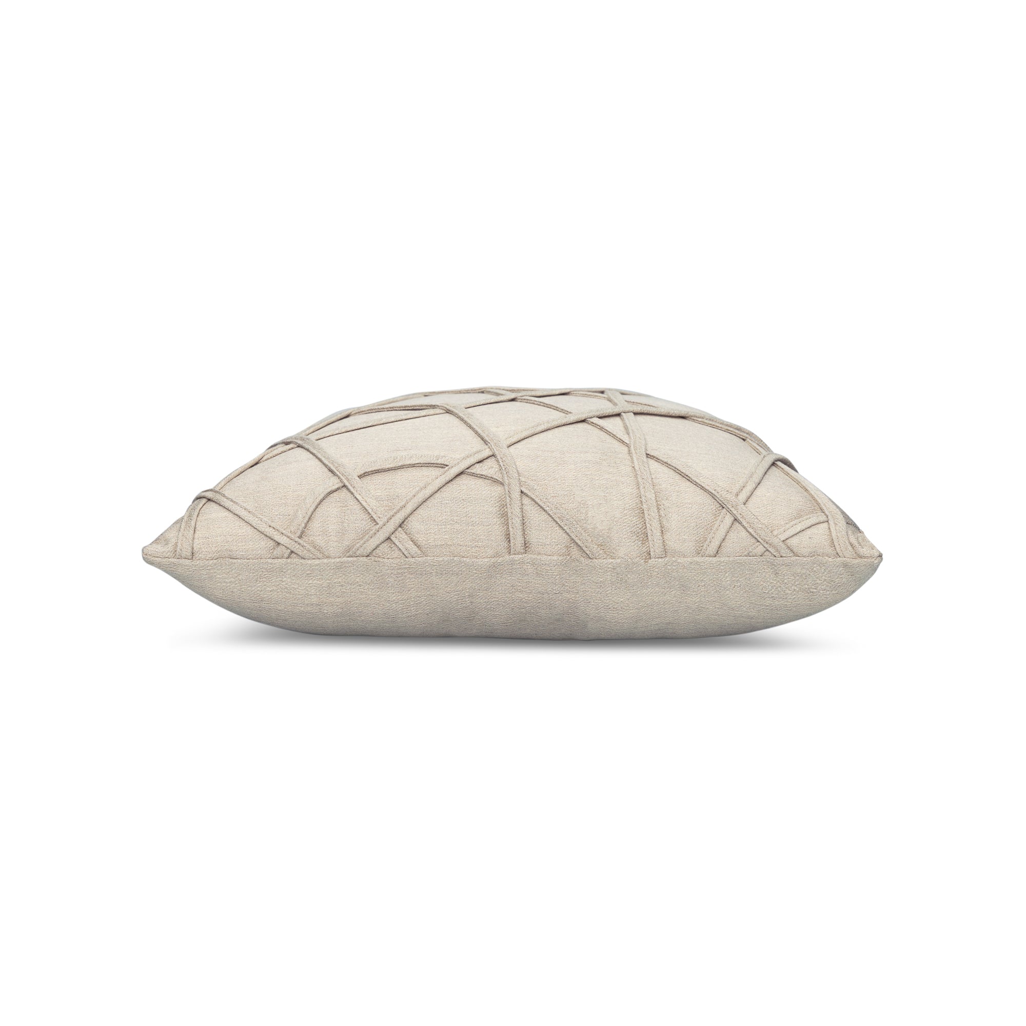 Side image of Linen outdoor pillow with quilted design square size for elegant patio decor