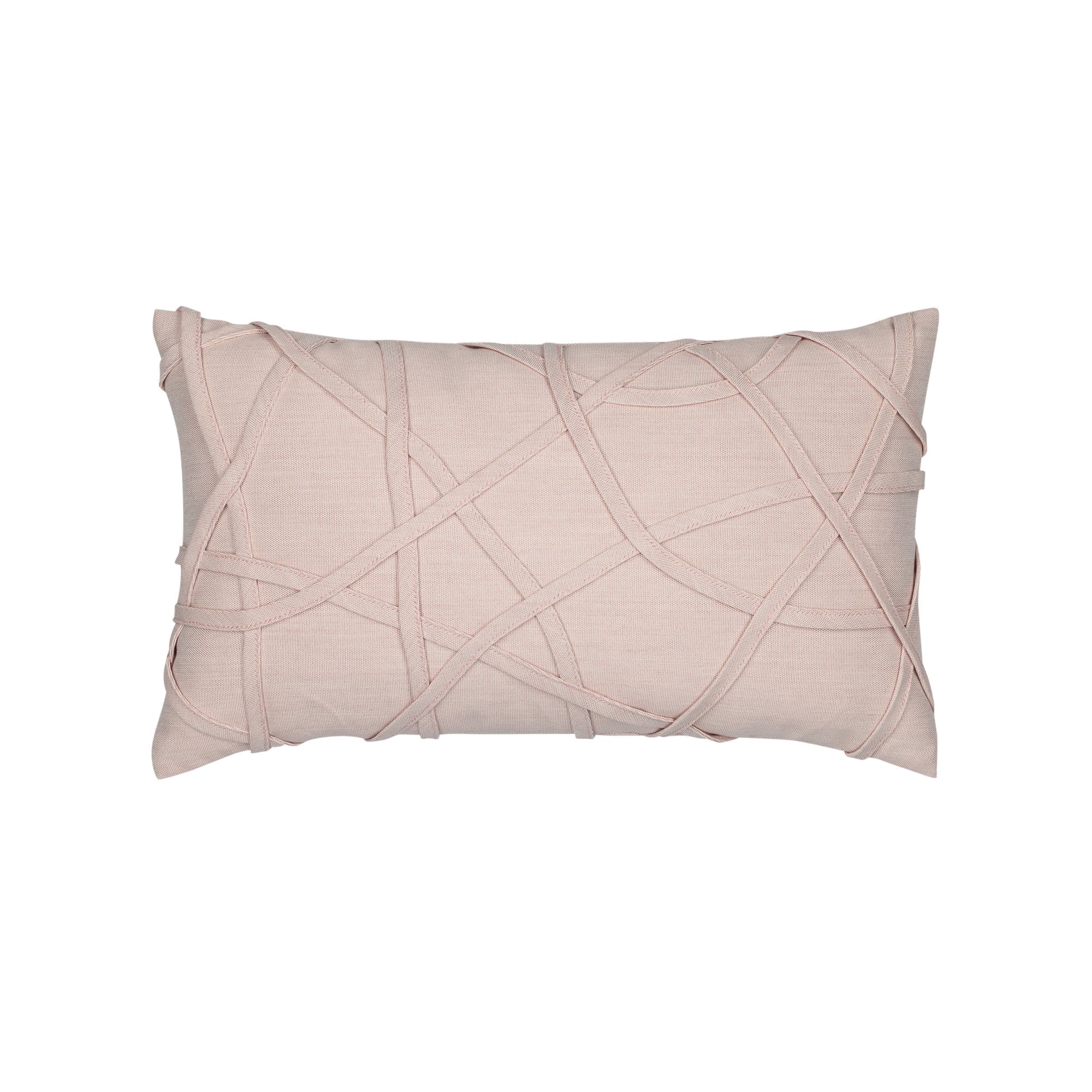 Soft pink outdoor pillow with solid texture lumbar size for earthy patio décor
