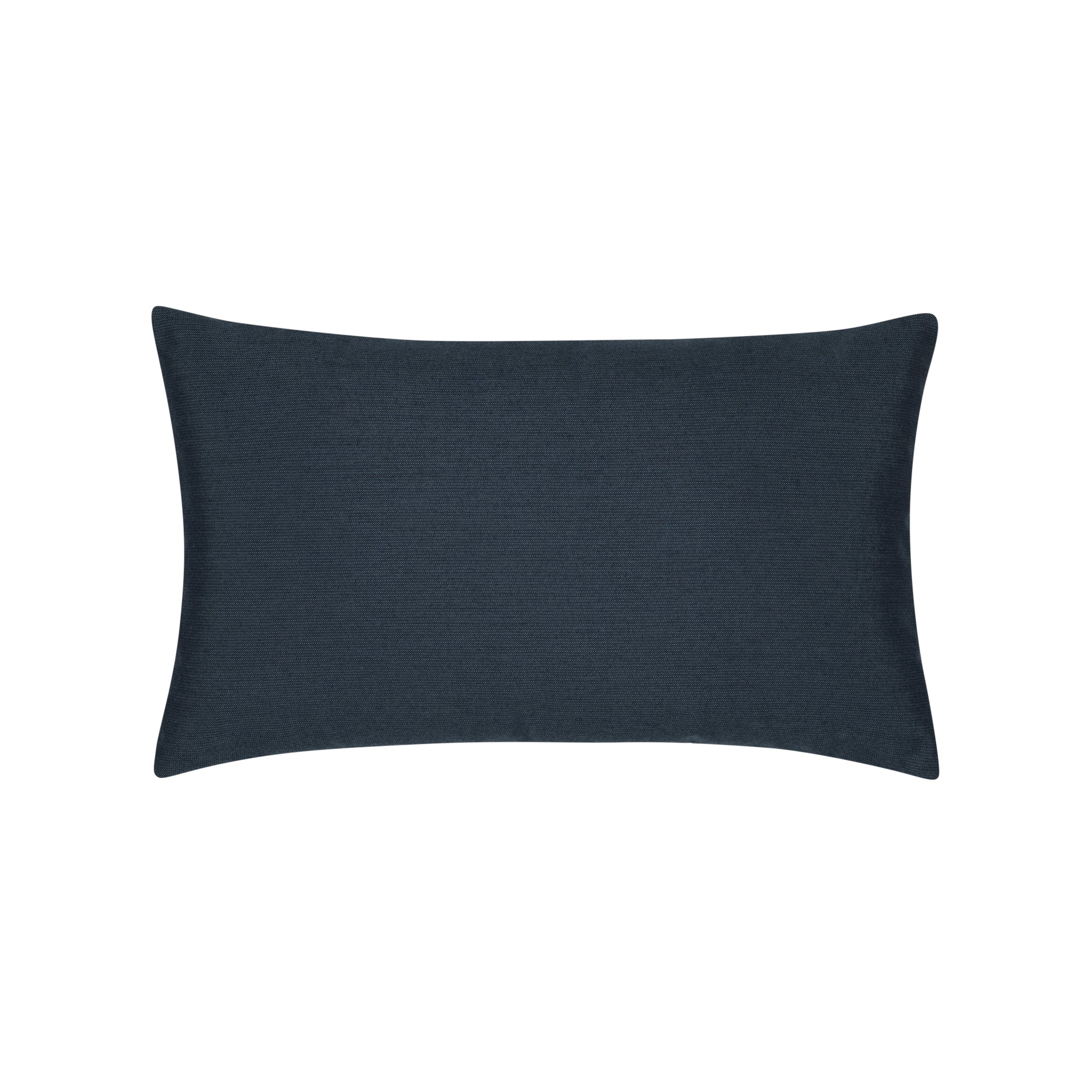 Back image of Indigo outdoor pillow with solid texture lumbar size for elegant patio decor by Elaine Smith