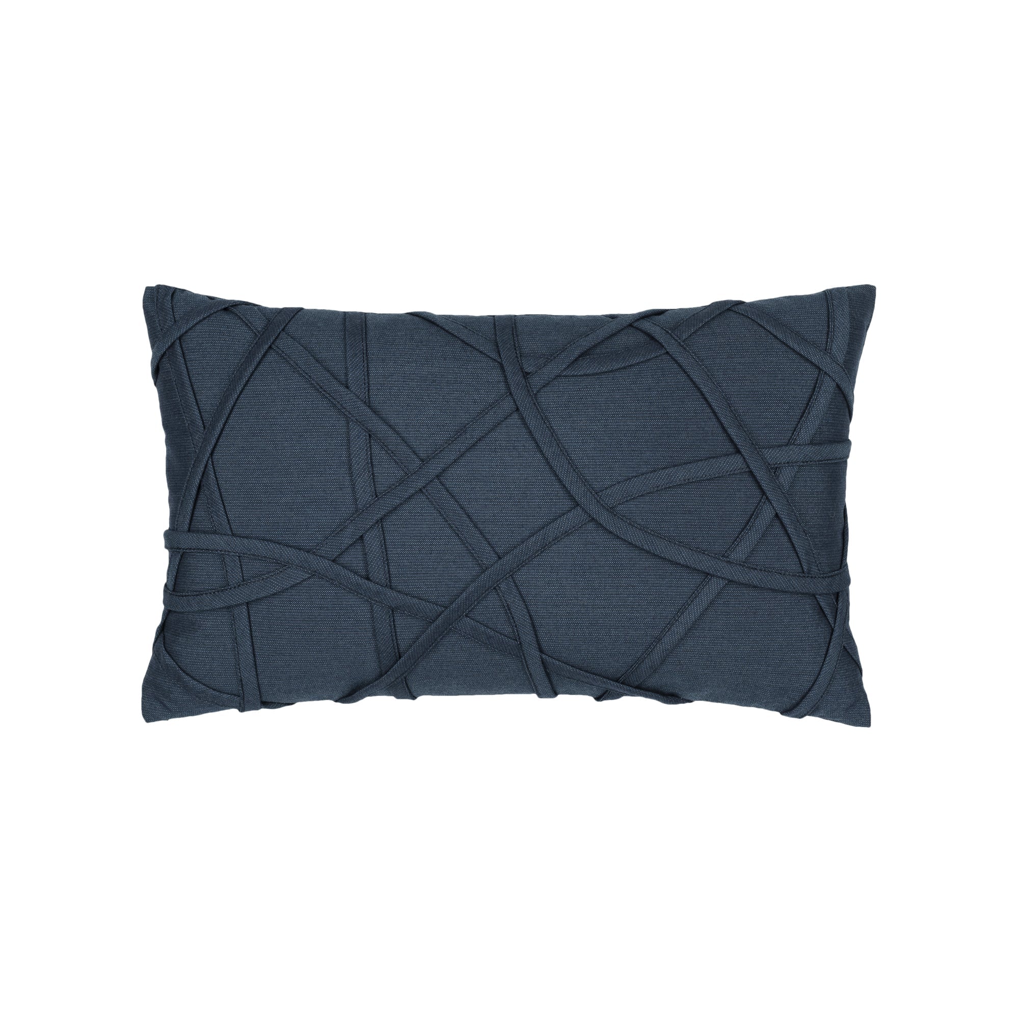 Indigo outdoor pillow with solid texture lumbar size for elegant patio decor by Elaine Smith