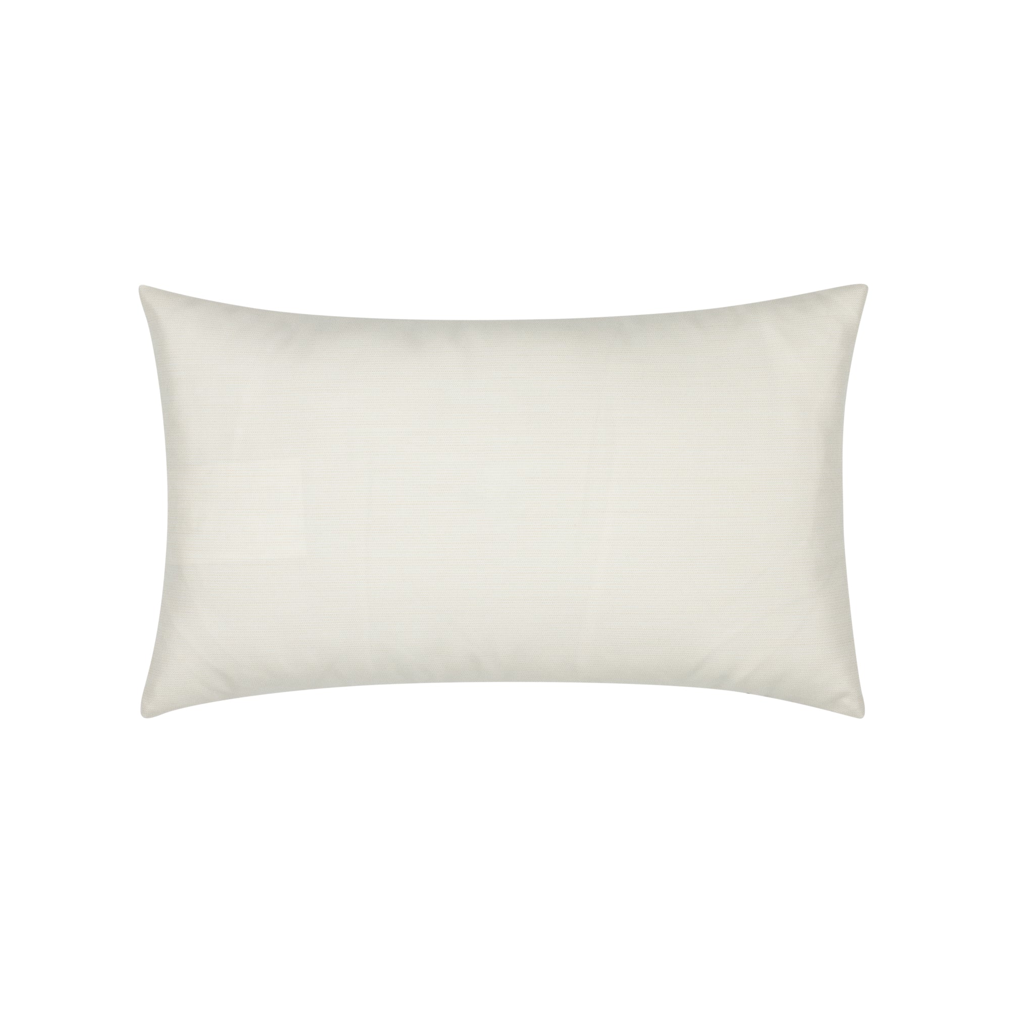 Back image of Ivory outdoor pillow with solid texture lumbar size for sophisticated patio decor