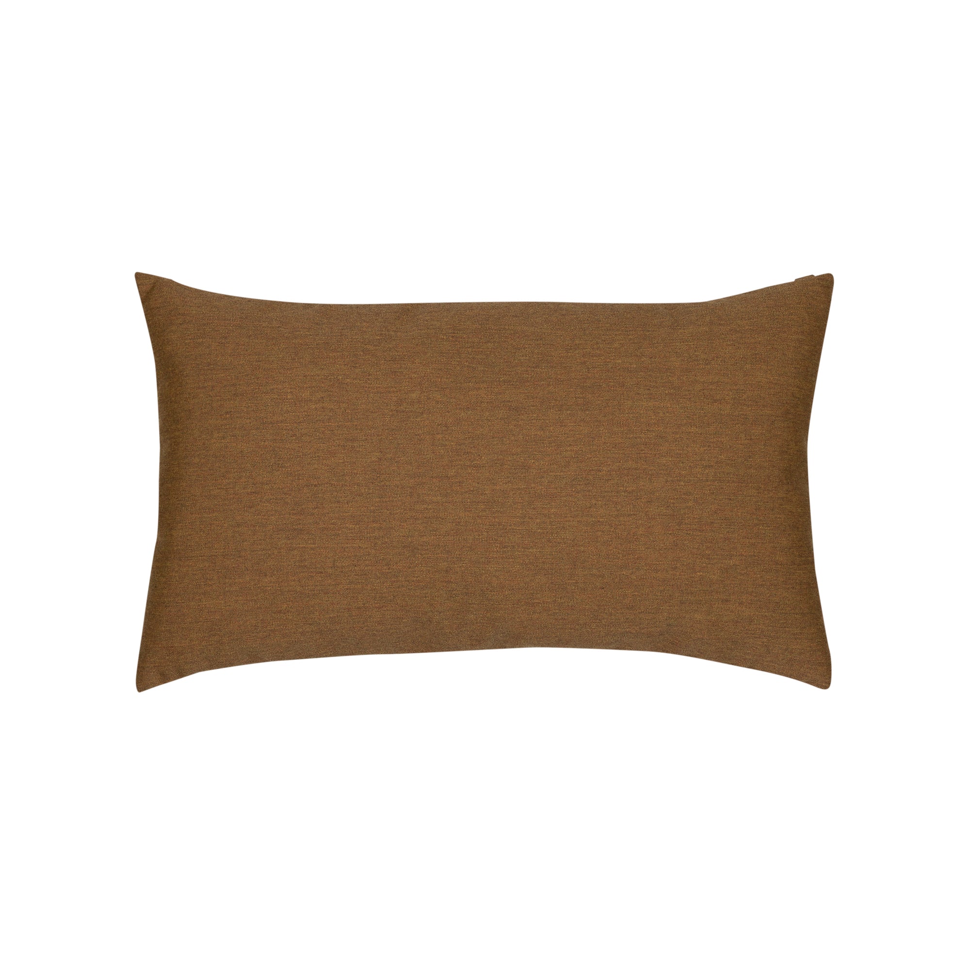 Back image of Rust outdoor pillow with solid texture lumbar size for earthy patio decor