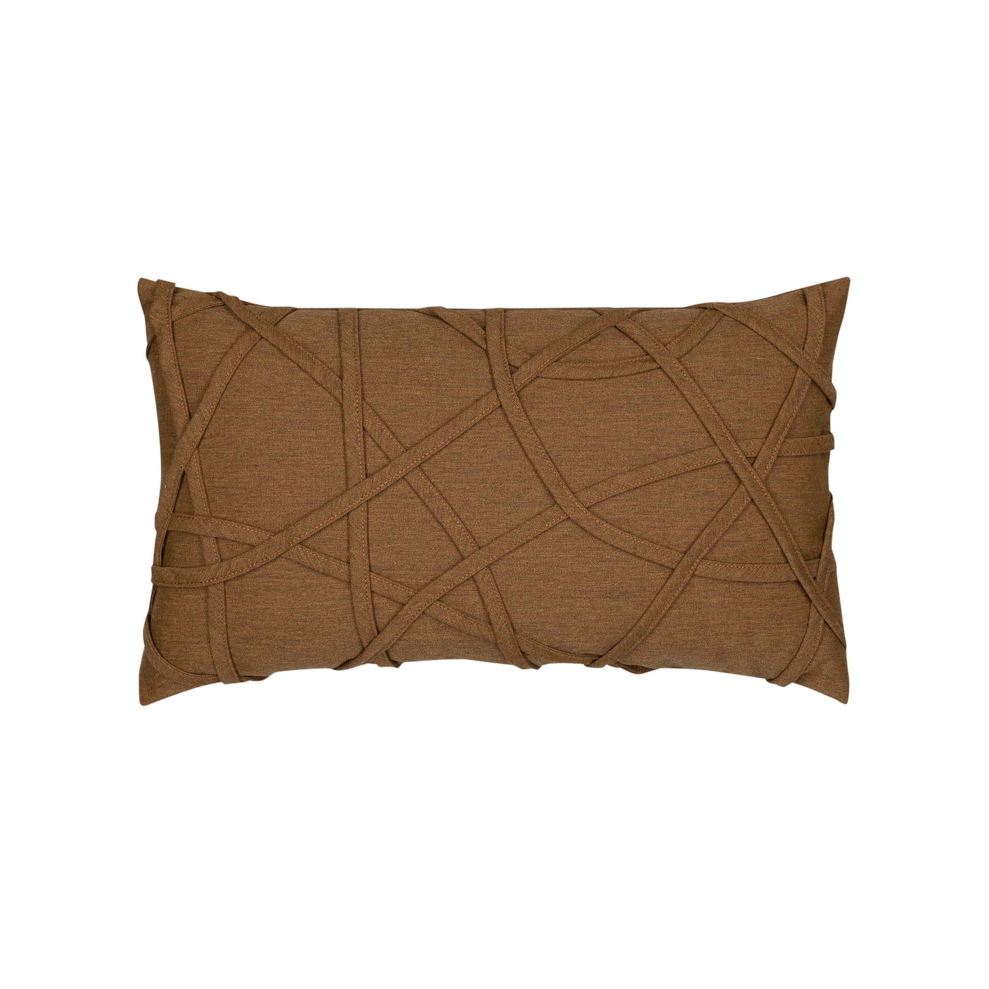 Rust outdoor pillow with solid texture lumbar size for earthy patio decor