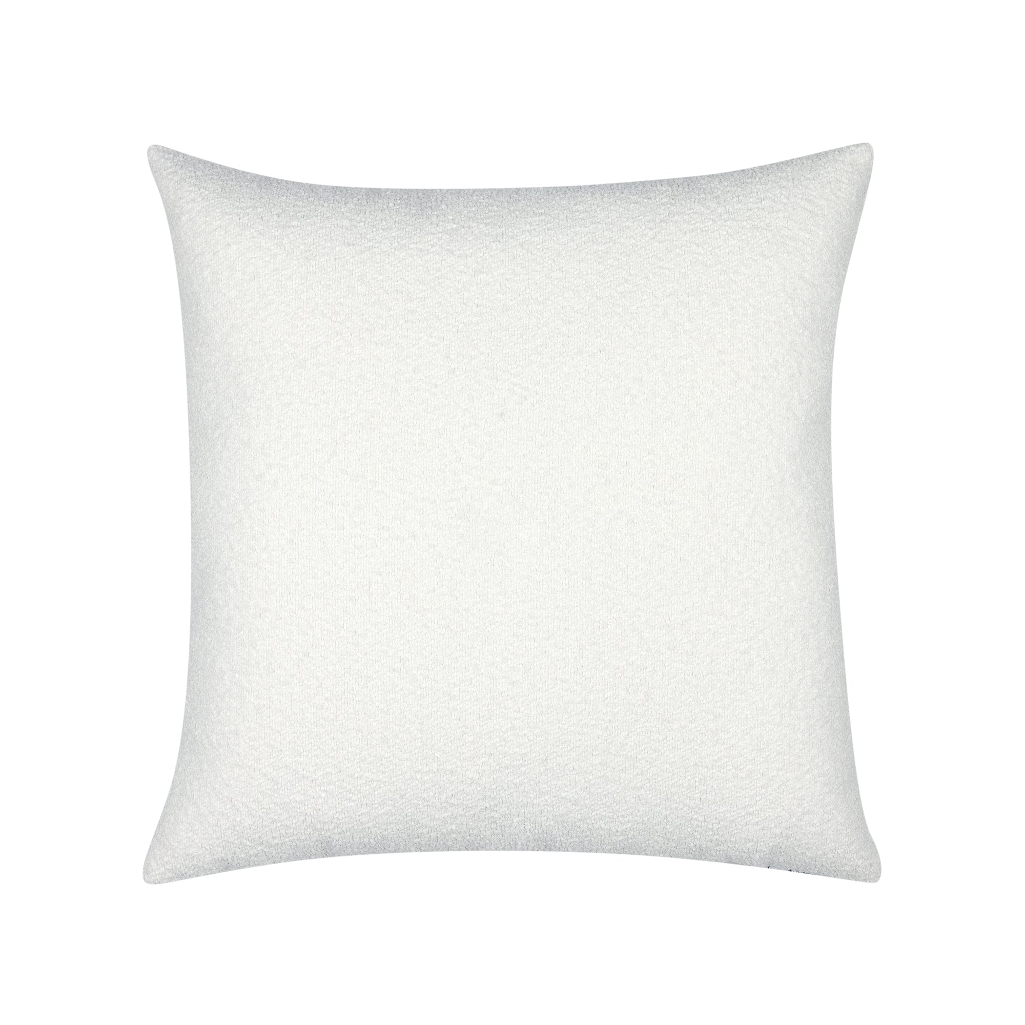 Back image of Ivory textured pillow with charcoal velour details in square size for artistic indoor and outdoor decor