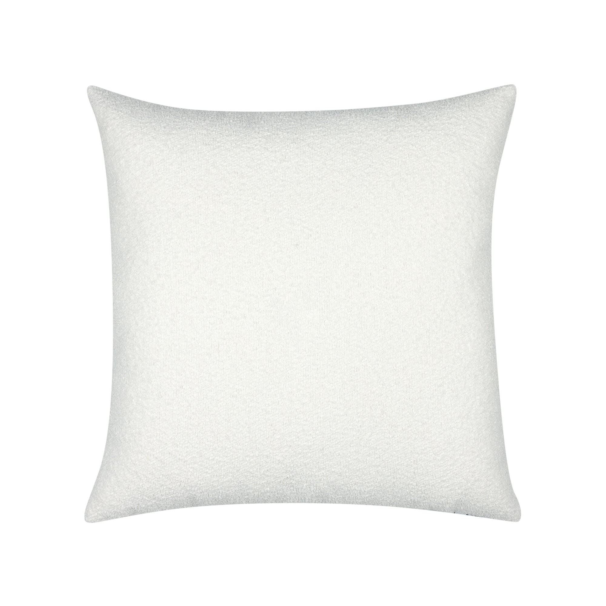 Back image of Ivory textured pillow with indigo velour details in square size for chic indoor and outdoor decor
