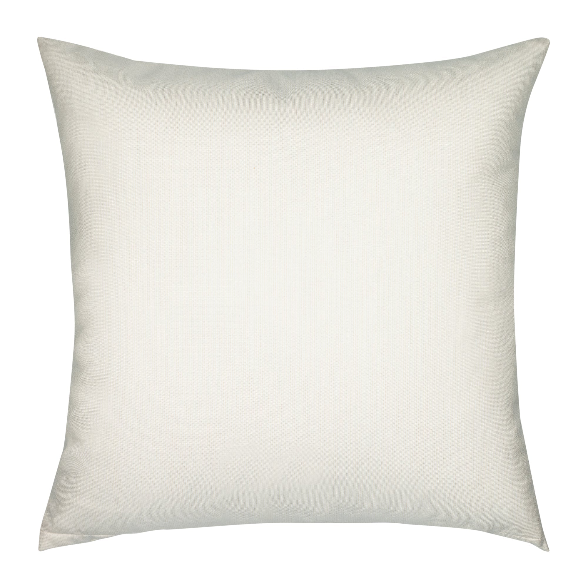 Back image of Ivory outdoor pillow with palm leaf pattern square size for tropical patio decor