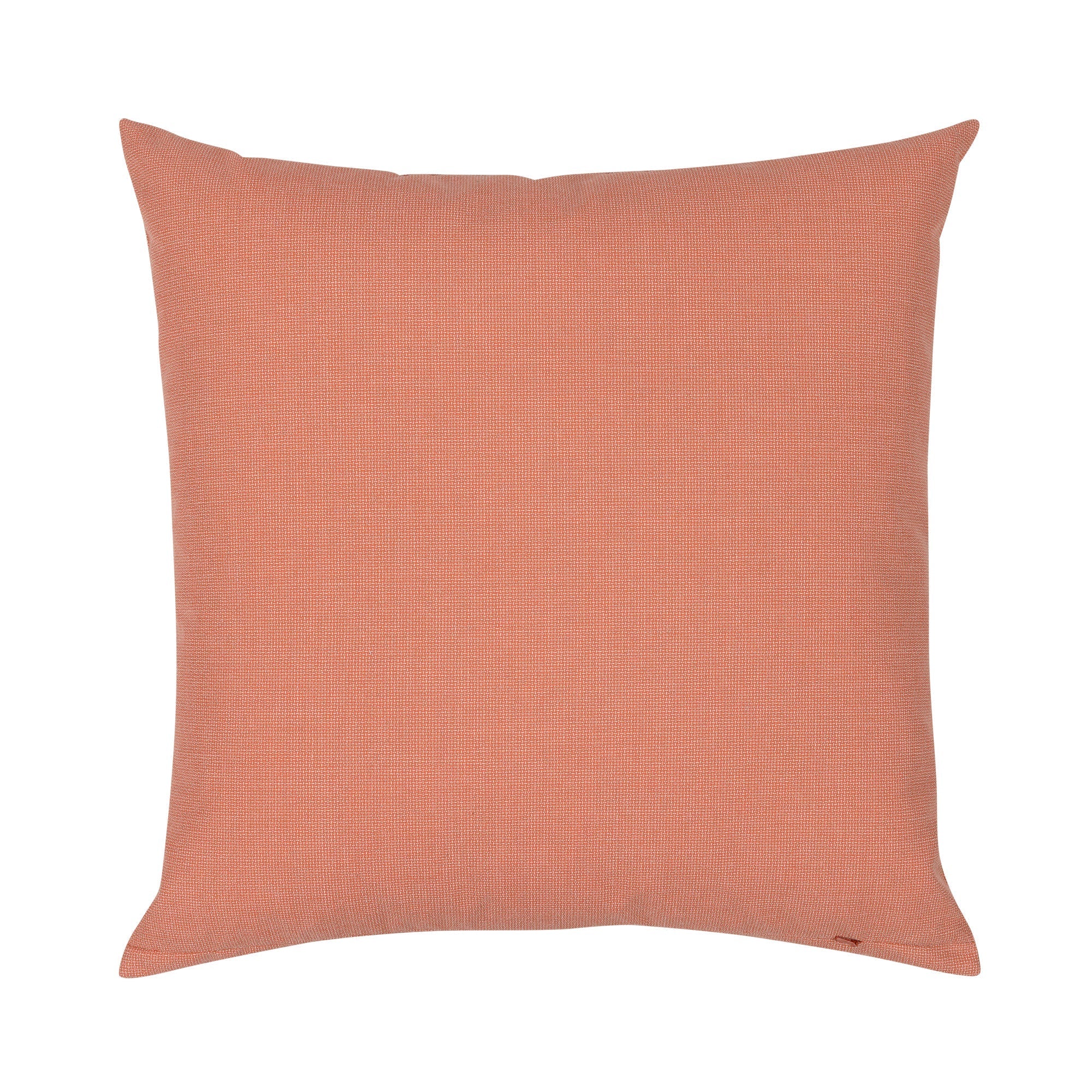 Back image of Coral outdoor pillow with palm leaf pattern square size for vibrant patio decor