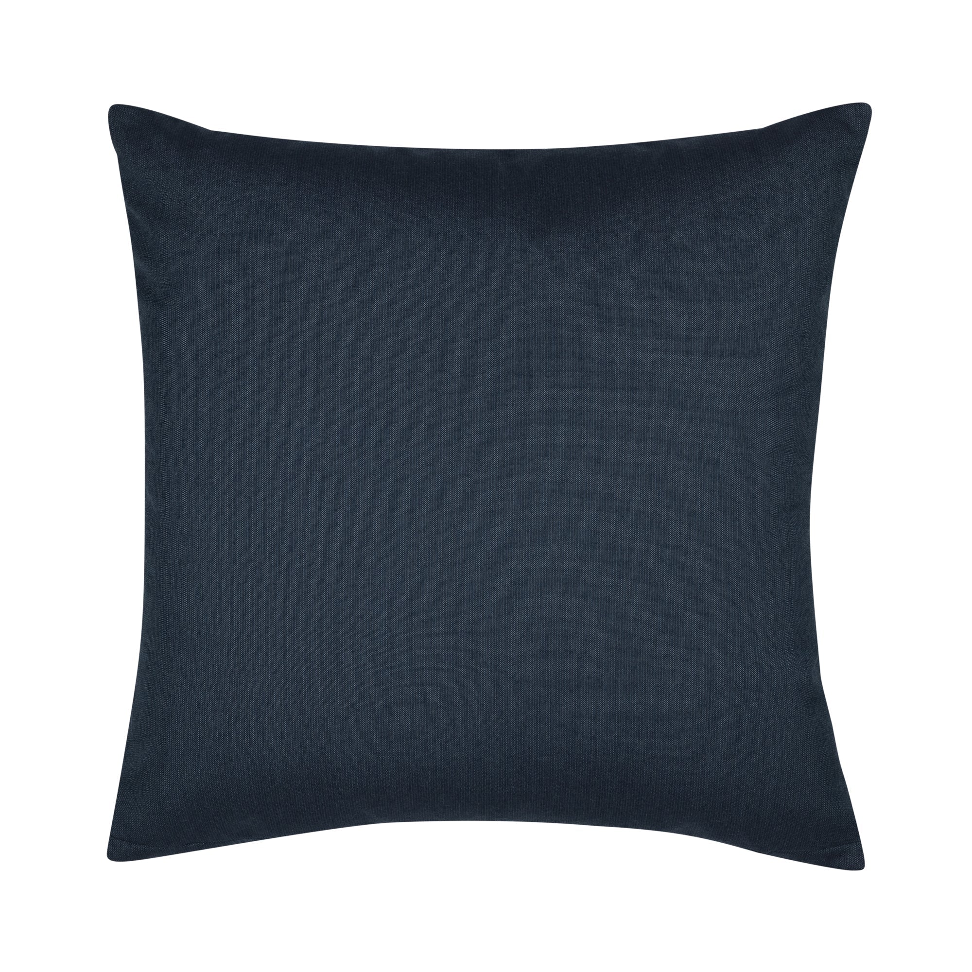 Back image of Indigo outdoor pillow with palm leaf pattern square size for coastal patio decor by Elaine Smith