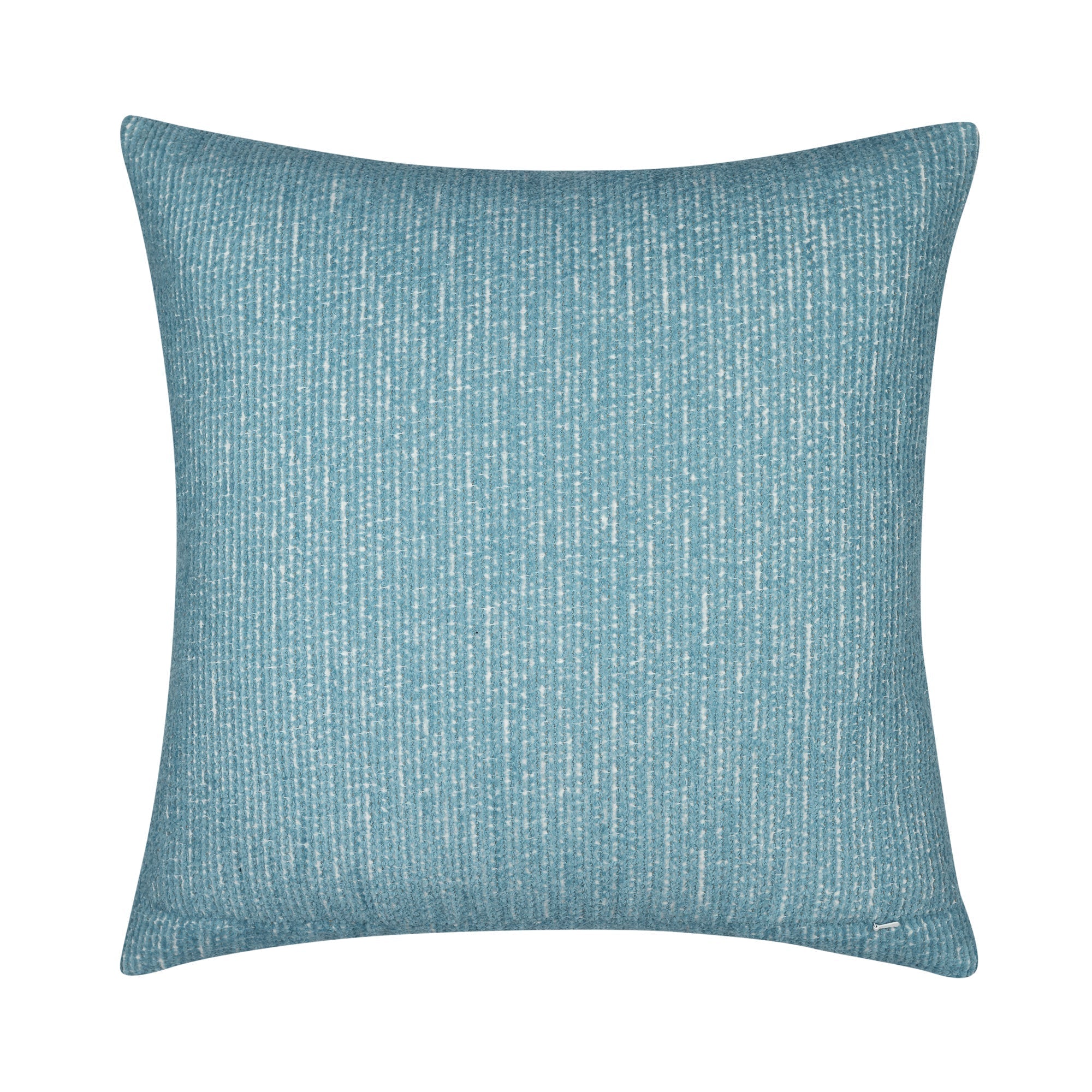 Back image of Aqua outdoor pillow with palm leaf pattern square size for refreshing patio decor