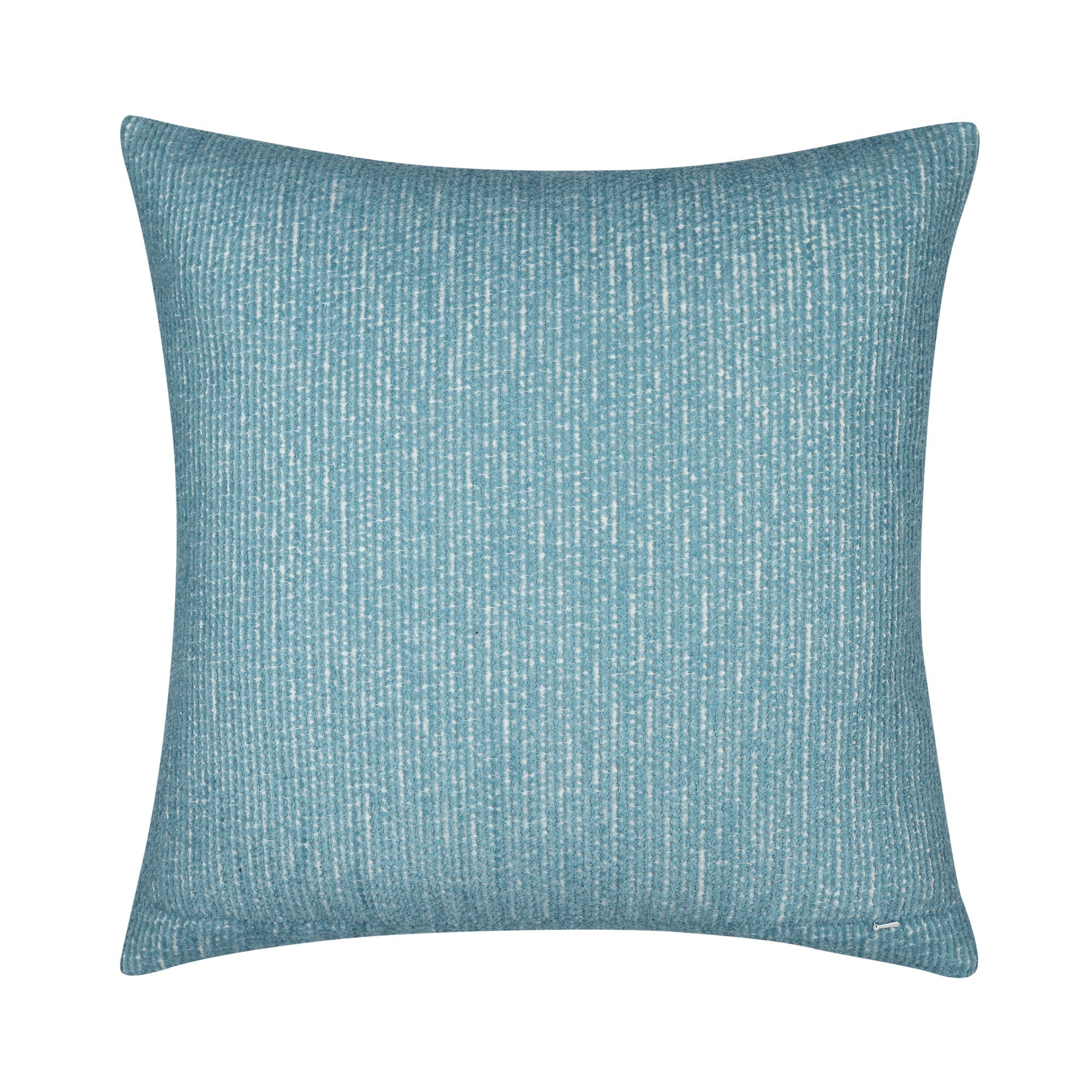 Back image of Aqua outdoor pillow with palm leaf pattern square size for refreshing patio decor