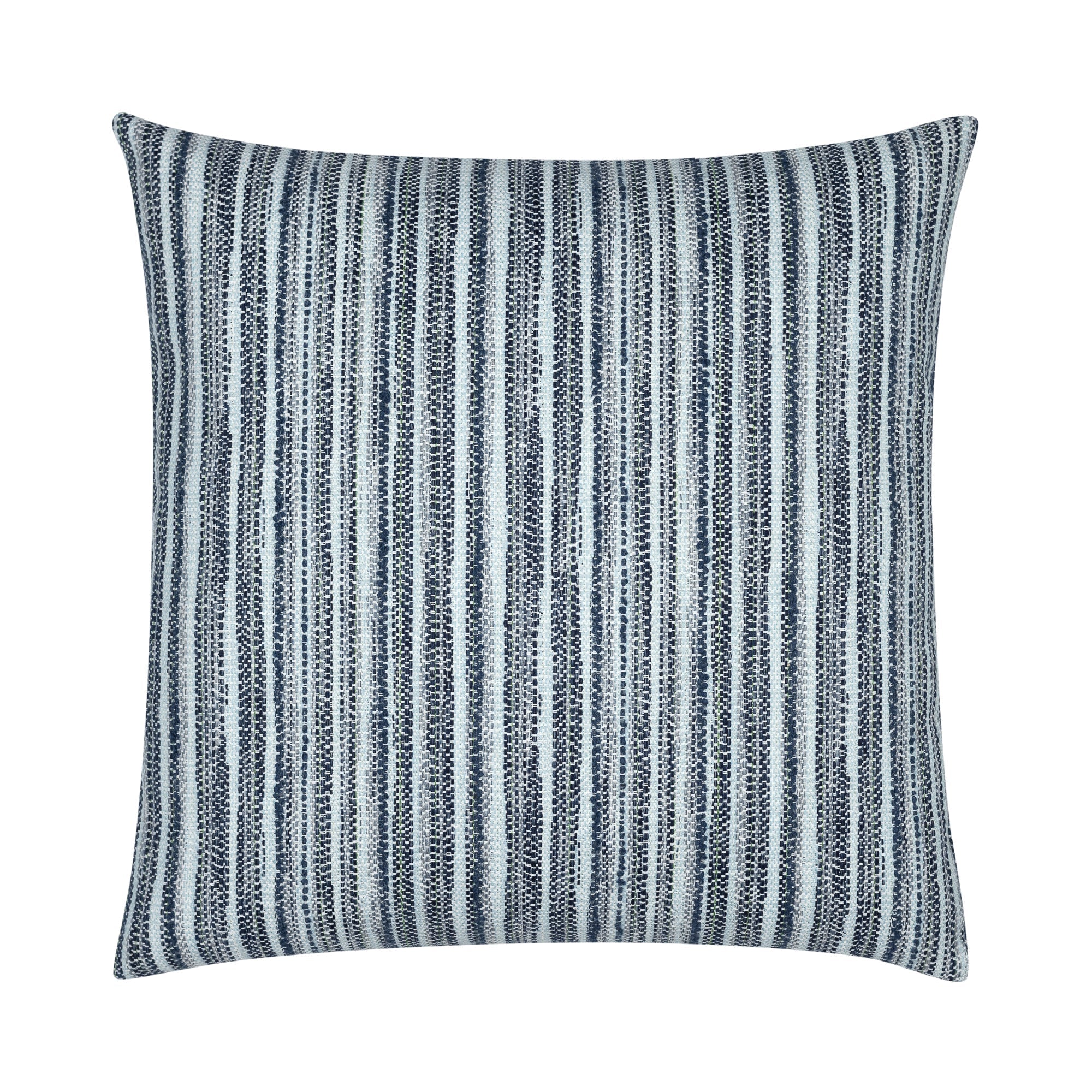 Navy outdoor pillow with stripe pattern, square size for coastal outdoor accents by Elaine Smith