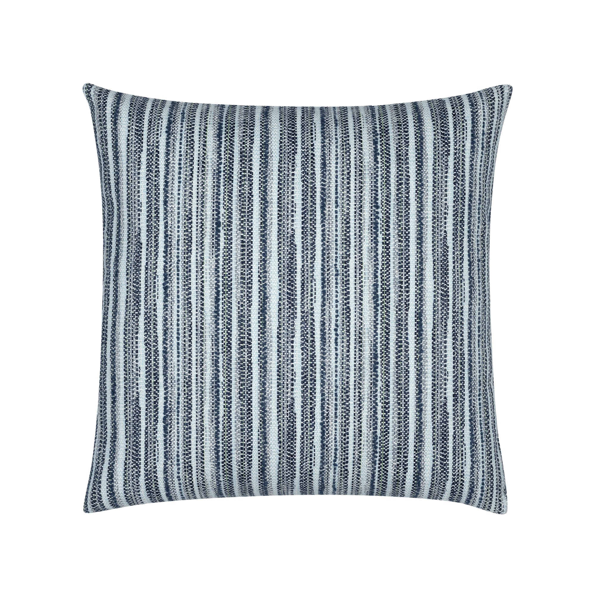 Navy outdoor pillow with stripe pattern, square size for coastal outdoor decor