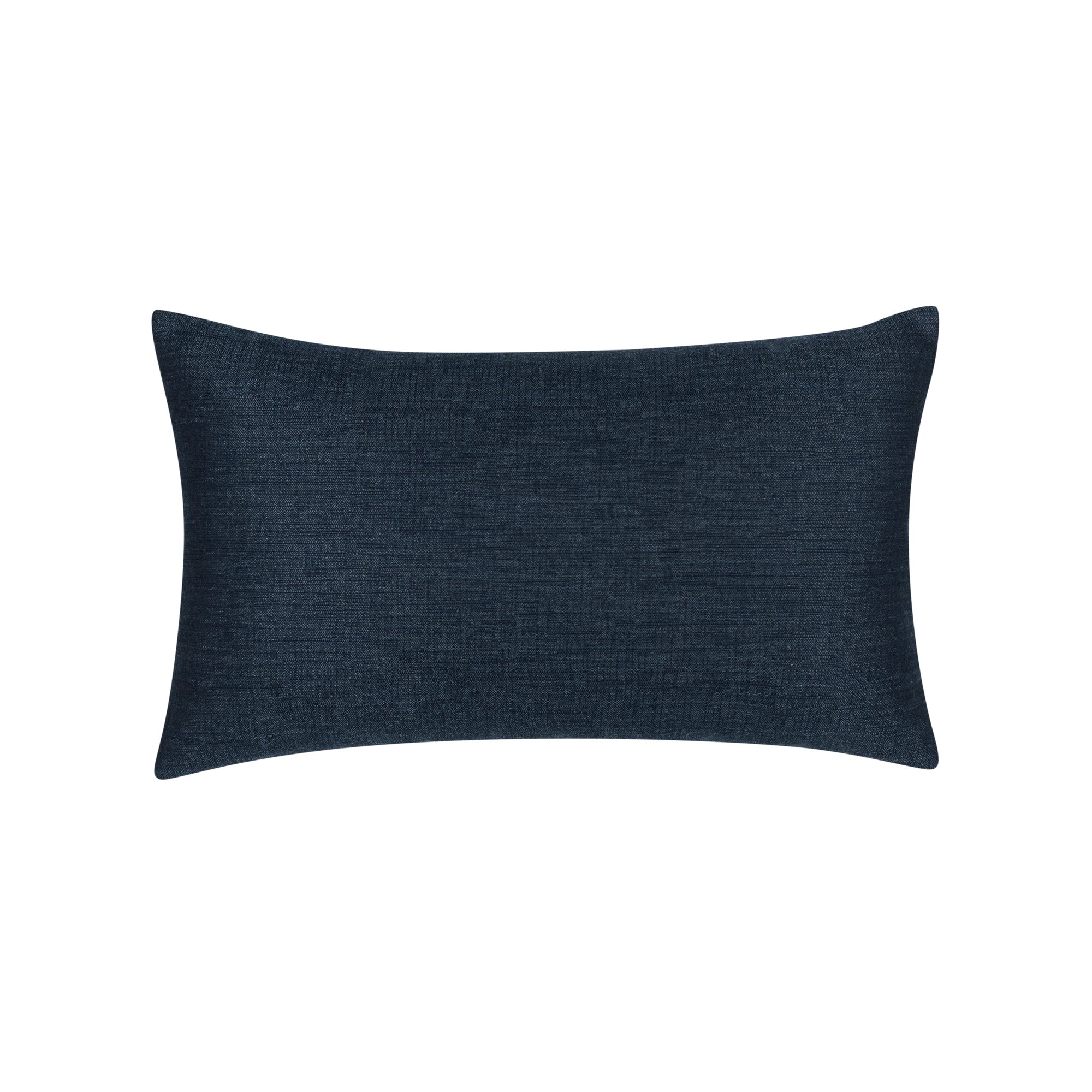 Back image of Outdoor lumbar pillow in denim with appliqued leaf pattern for coordinated outdoor decor
