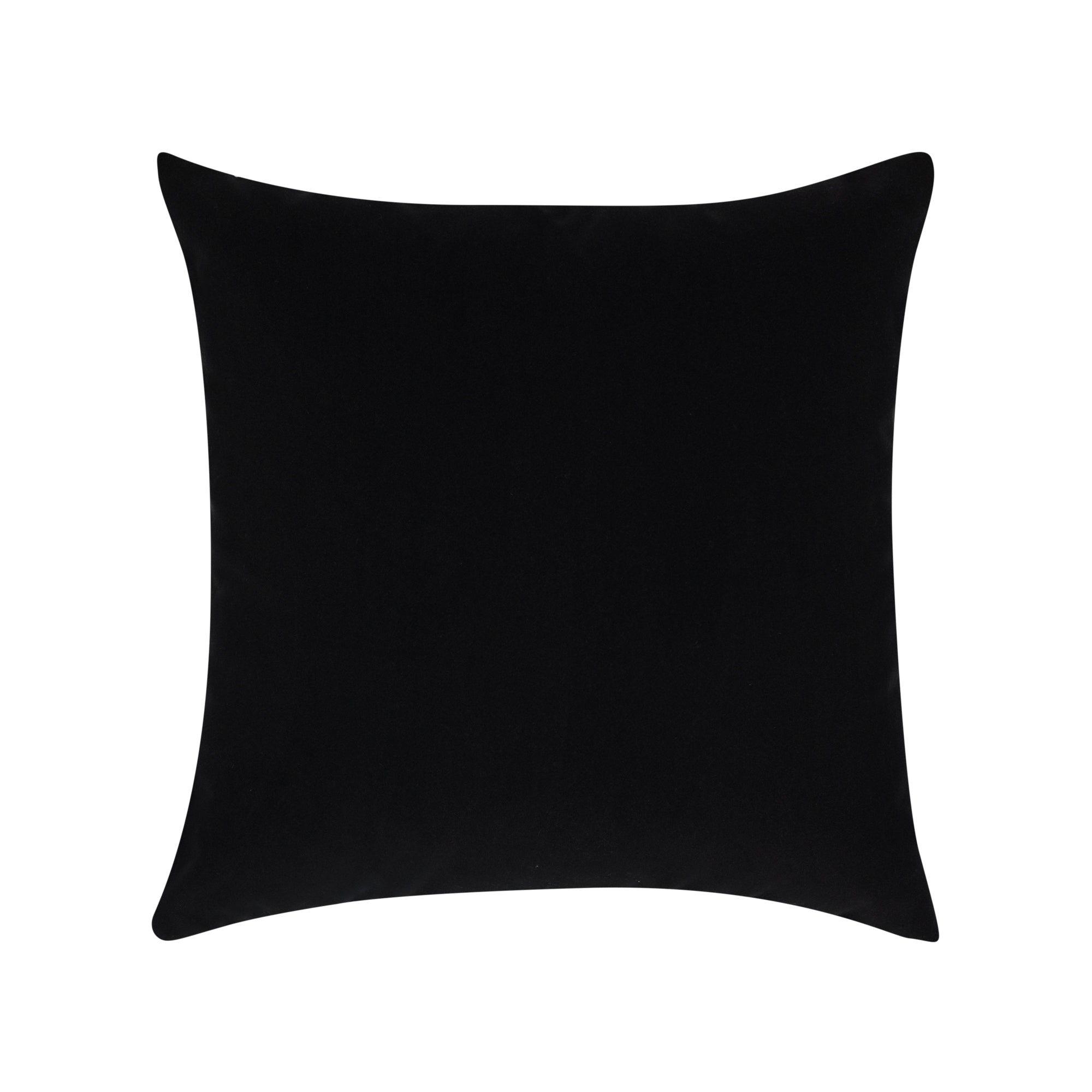 Back image of Ebony abstract stitched design on ivory outdoor pillow square size for artistic patio decor