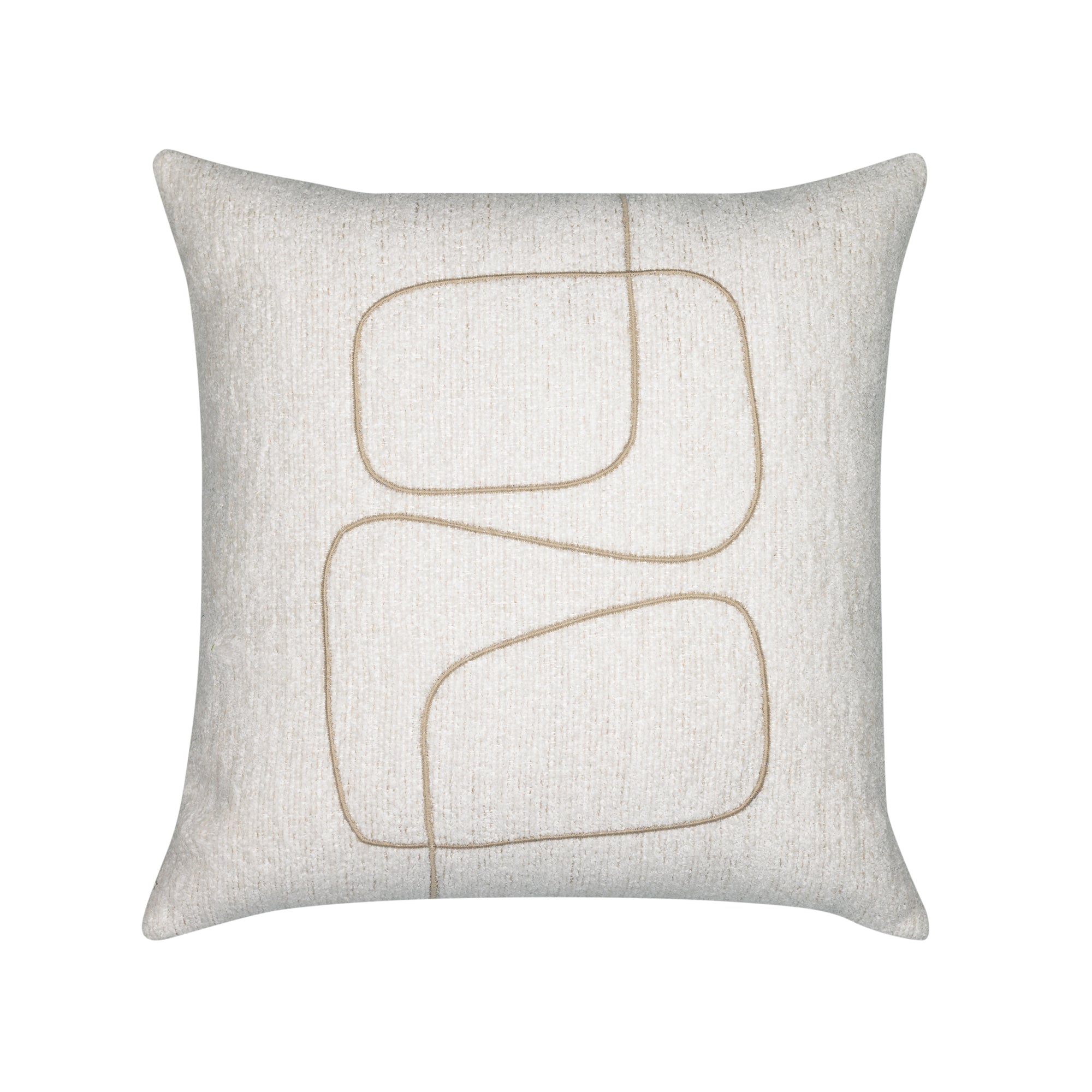 Ivory abstract stitched design on ivory outdoor pillow square size for contemporary patio decor