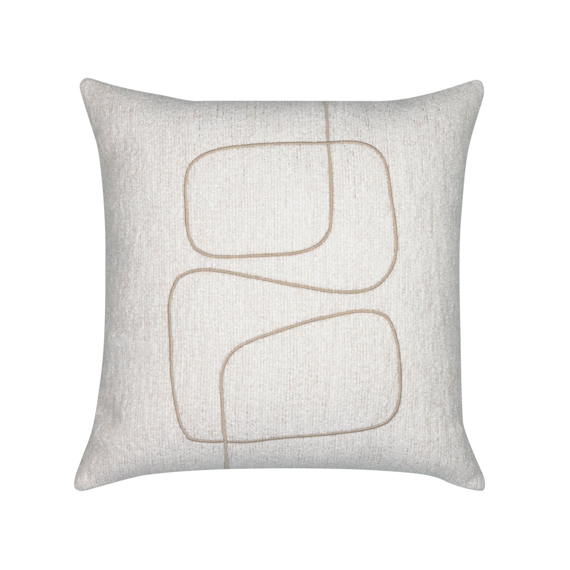 Ivory abstract stitched design on ivory outdoor pillow square size for contemporary patio decor