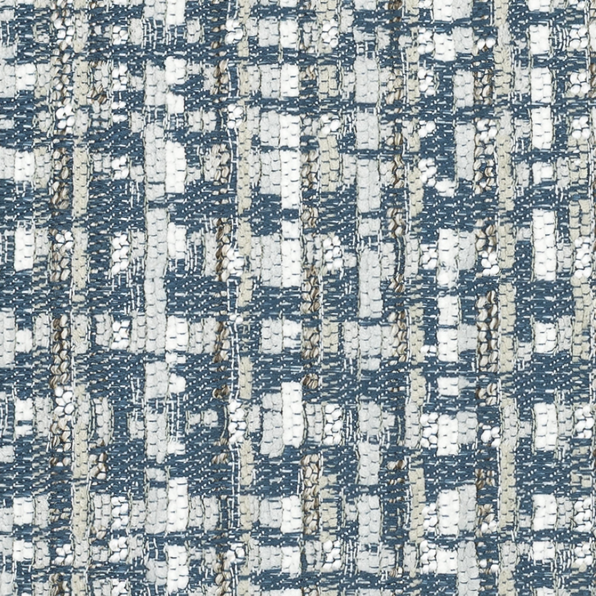 Detail image of Navy textured outdoor pillow with subtle weave, lumbar size for sophisticated outdoor seating