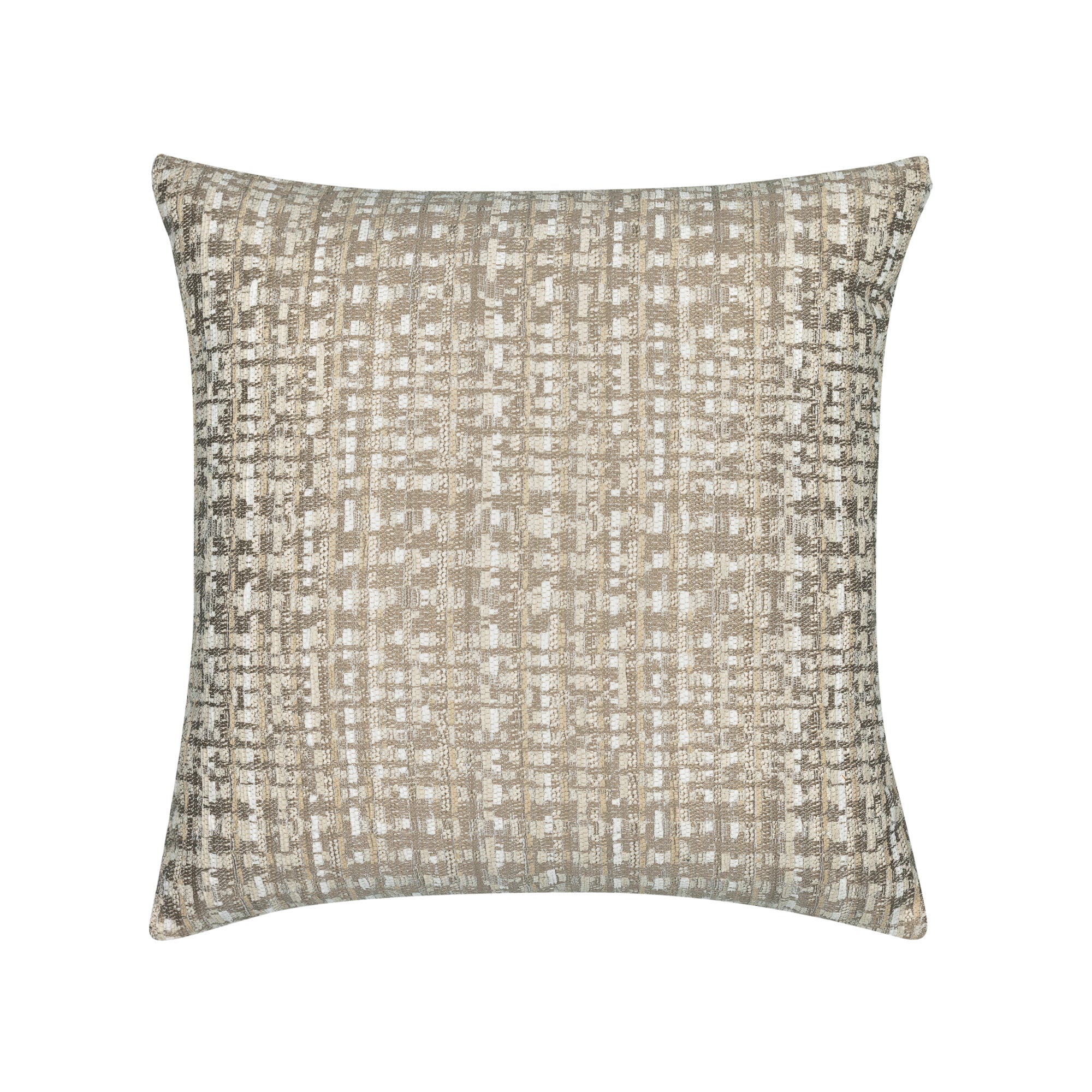 Beige outdoor pillow with geometric diamond pattern, lumbar size for neutral outdoor accents by Elaine Smith