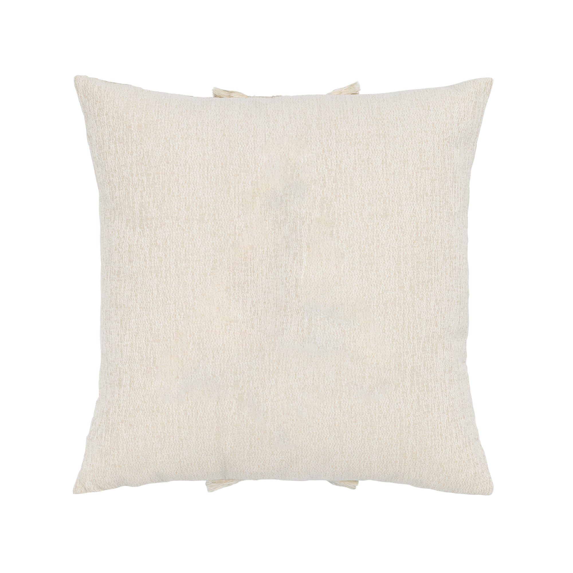 Back image of Ivory outdoor pillow with woven texture, square size for classic outdoor elegance