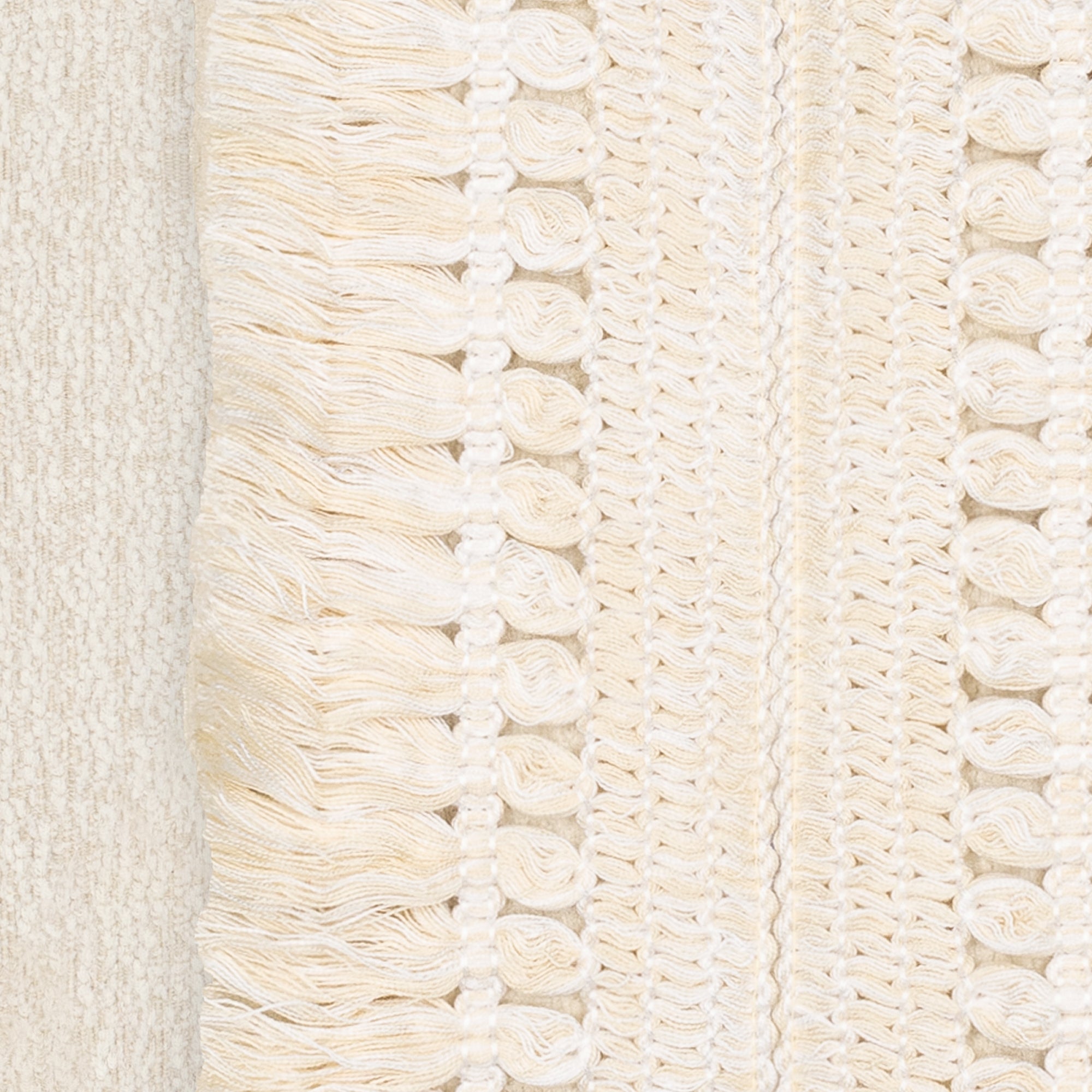 Detail image of Ivory outdoor pillow with woven texture, square size for classic outdoor elegance