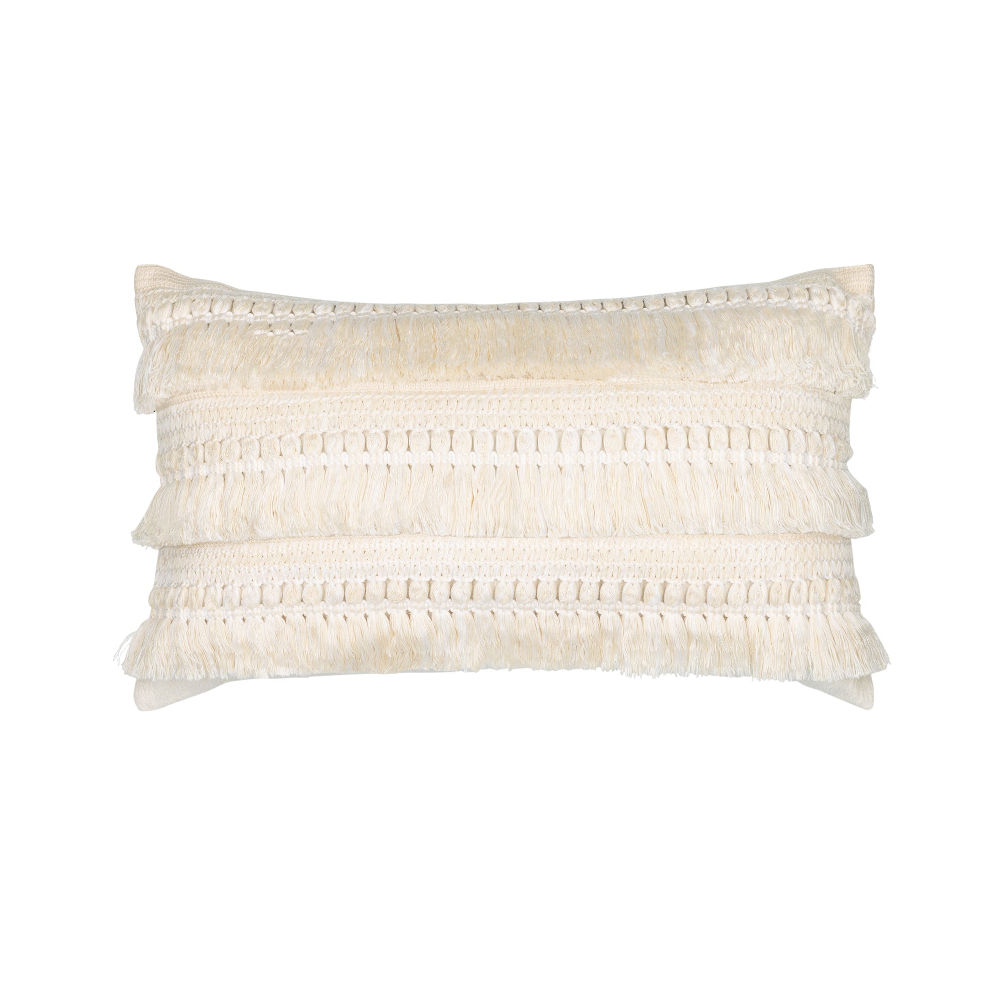 Beige outdoor pillow with woven texture, square size for natural outdoor accents by Elaine Smith