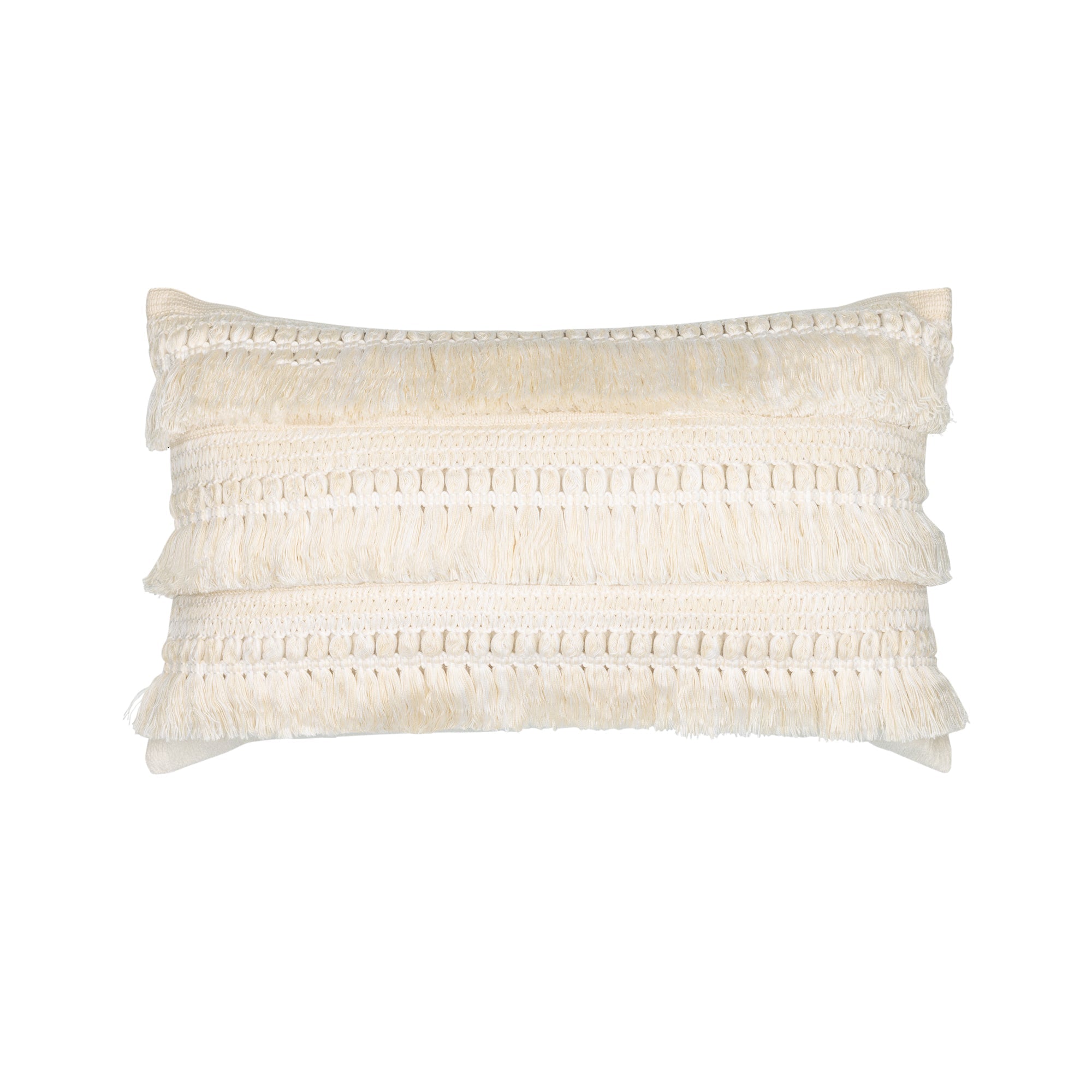 Beige outdoor pillow with woven texture, square size for natural outdoor accents by Elaine Smith