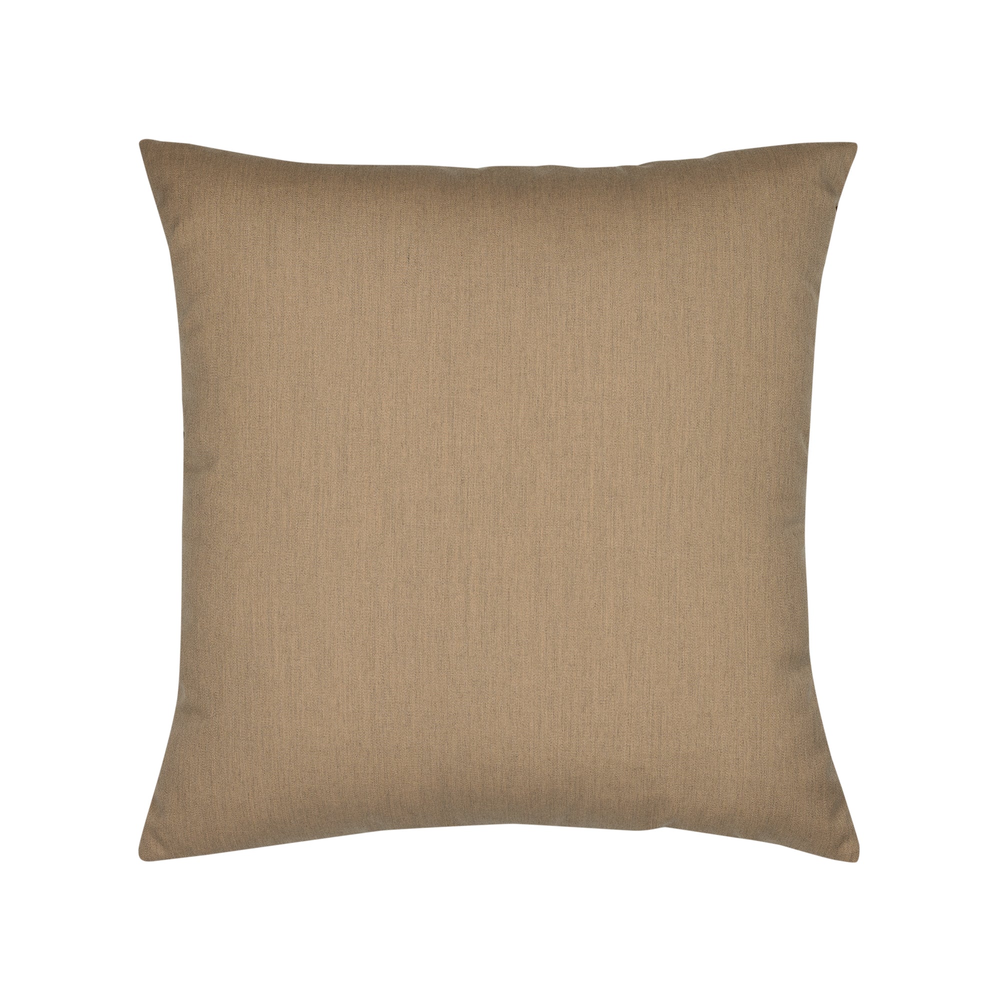 Back image of Brown outdoor pillow with brown corded strapping in abstract grometric design for sophisticated patio decor