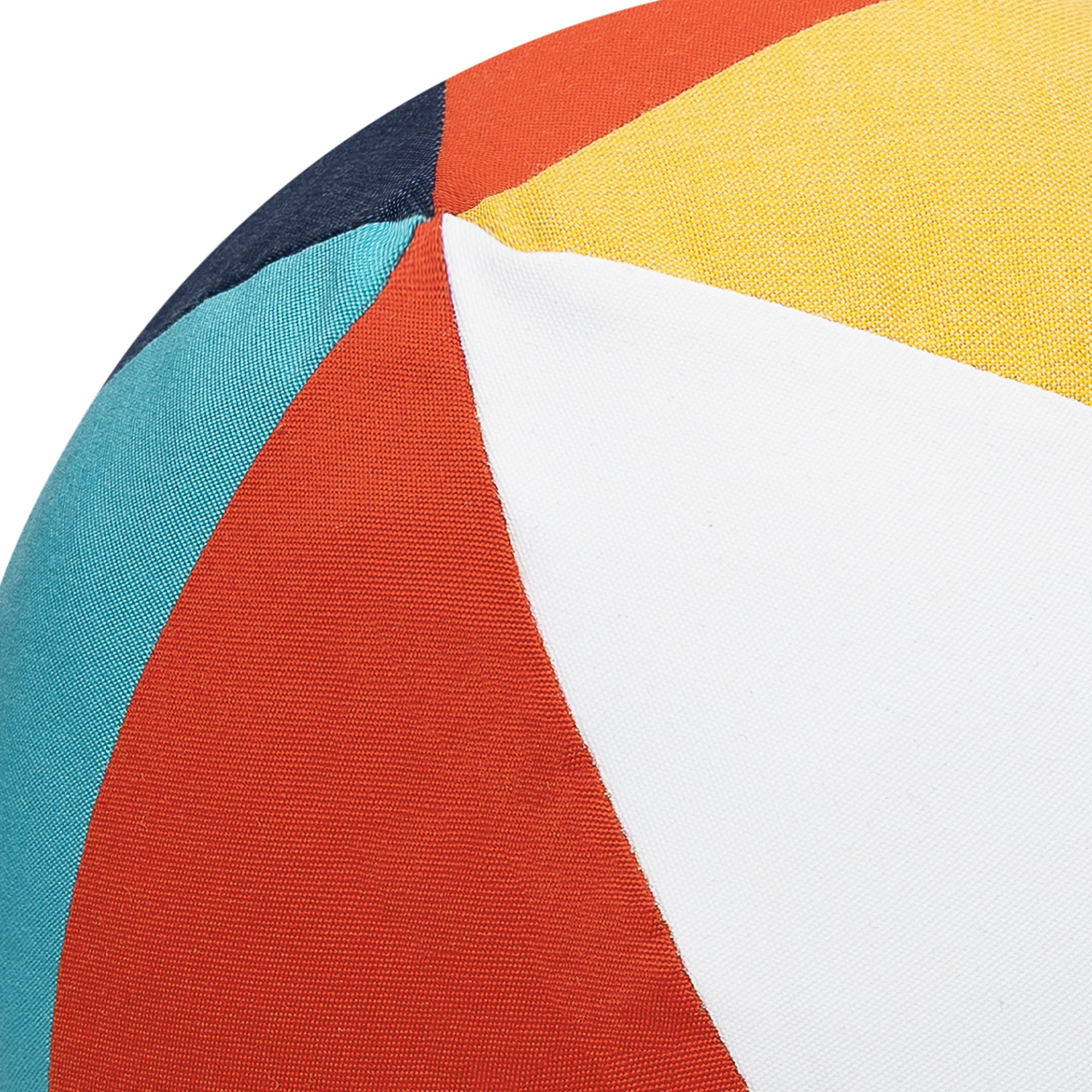 Detail image of Round multicolor outdoor pillow with textured finish for playful indoor and outdoor decor