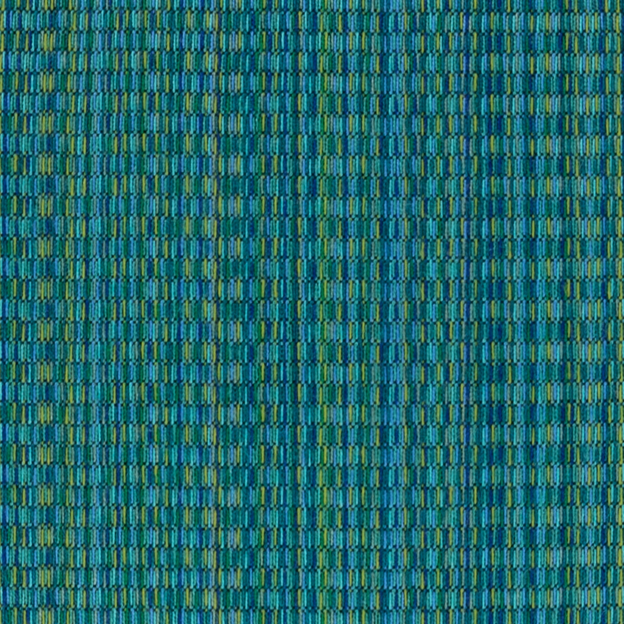 Detail image of Teal outdoor pillow with stripe pattern, lumbar size for modern outdoor styling
