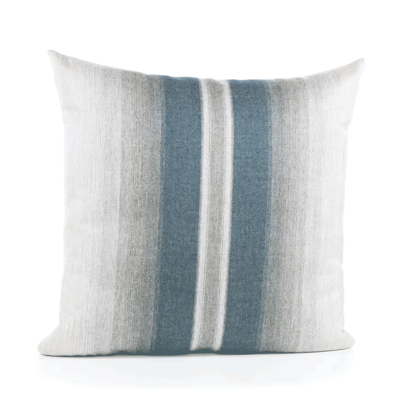 360 video of Gray and indigo striped pillow square size for elegant indoor and outdoor decor by Elaine Smith