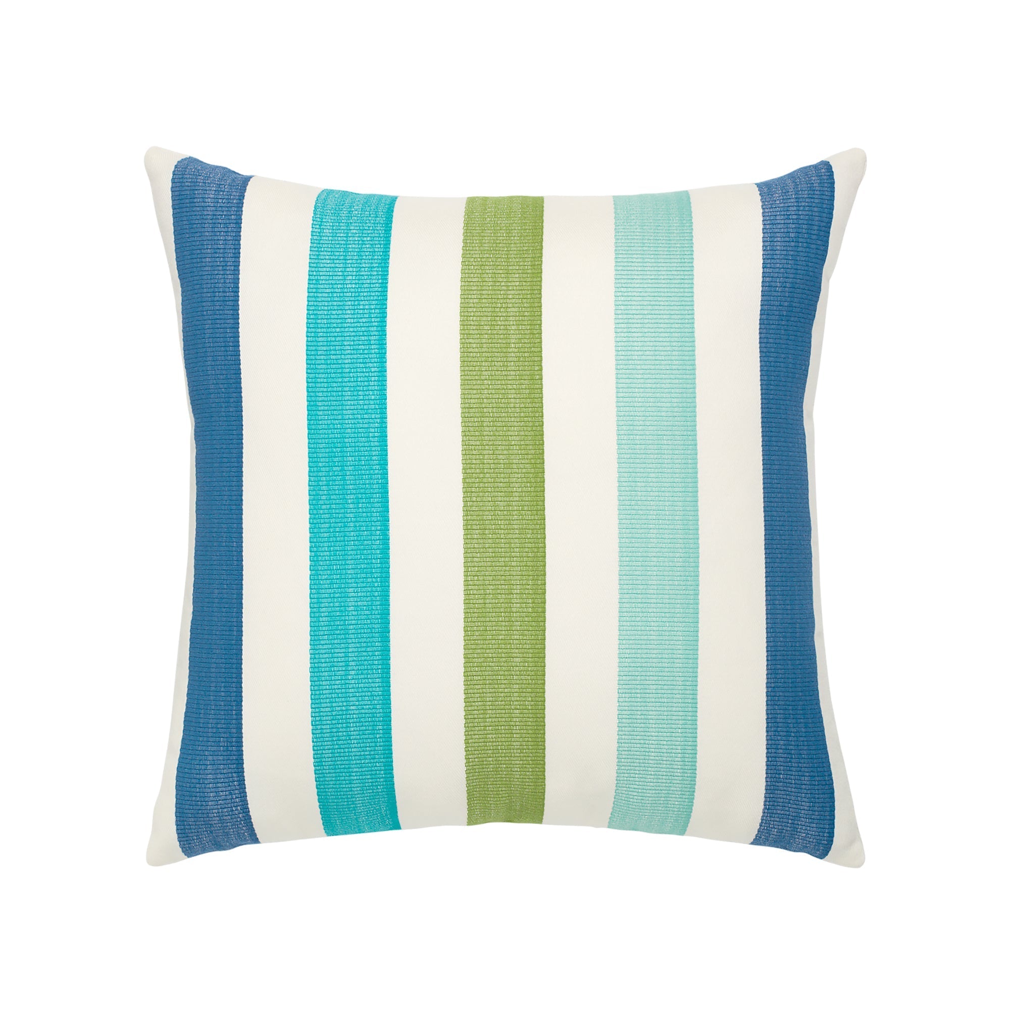 Blue and green striped pillow square size for vibrant indoor and outdoor decor by Elaine Smith