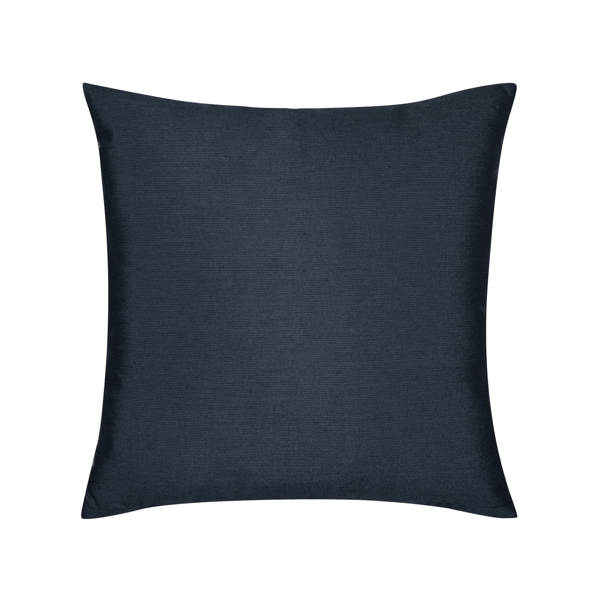 Back image of Indigo outdoor pillow with diamond lattice rope pattern square size for elegant patio decor