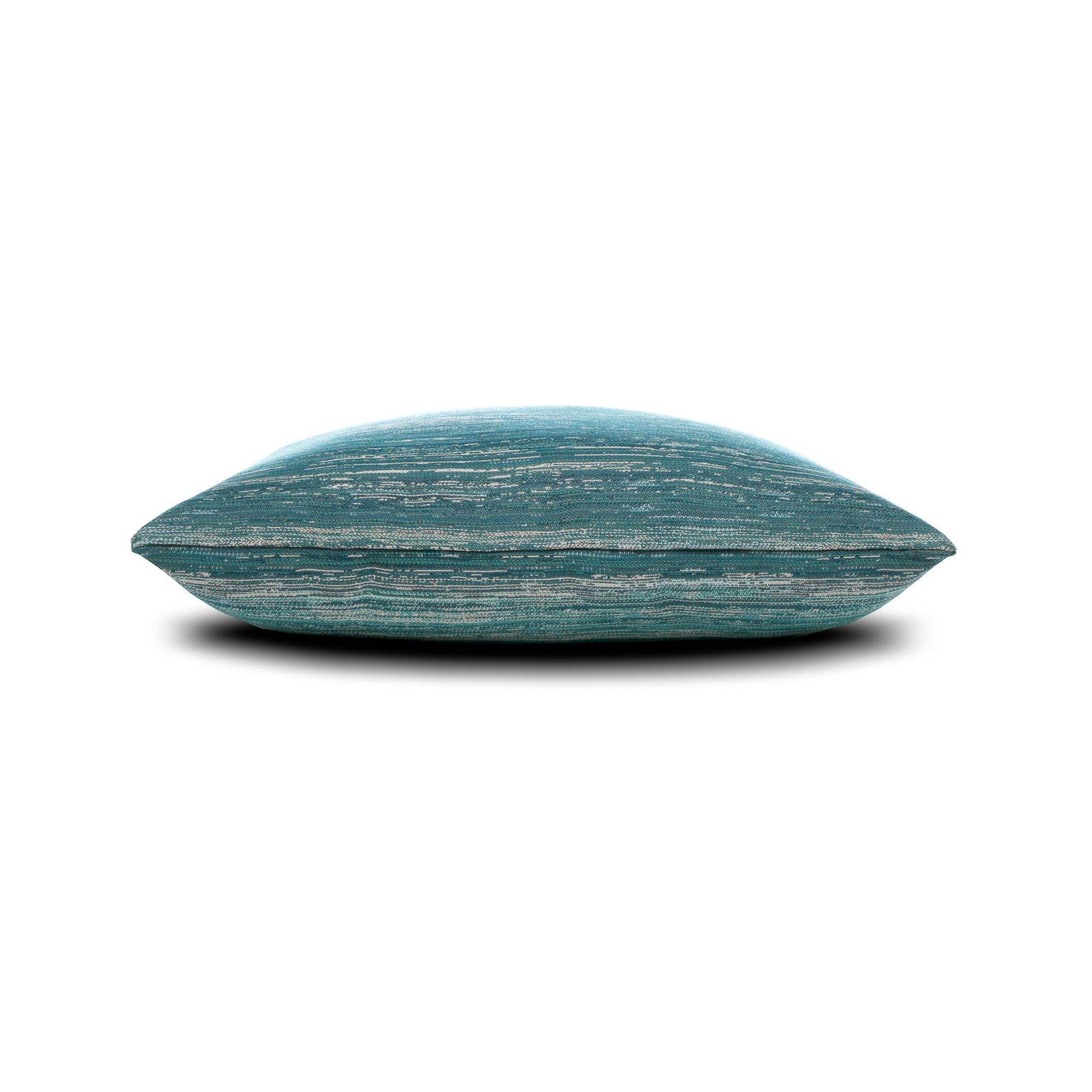 Side image of Teal striped ombre pillow in square size for vibrant indoor and outdoor decor