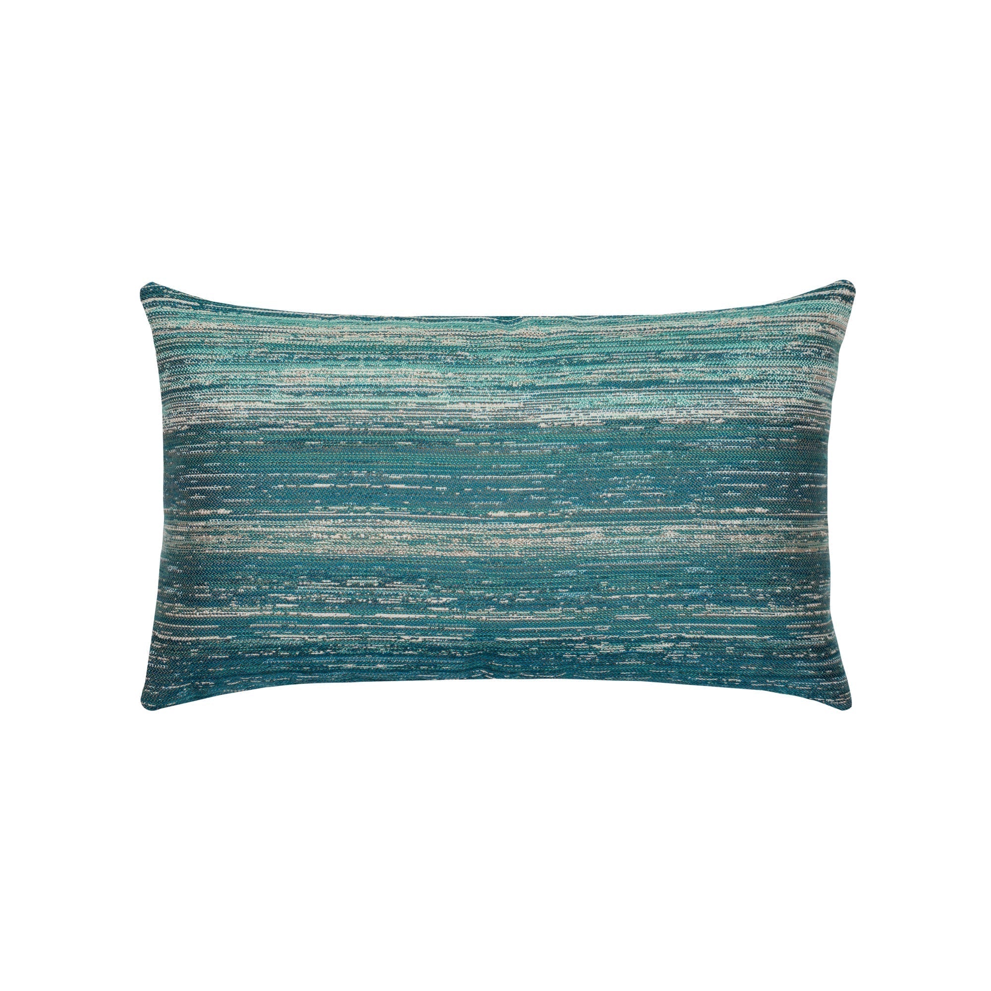 Teal striped ombre pillow in lumbar size for refreshing indoor and outdoor decor