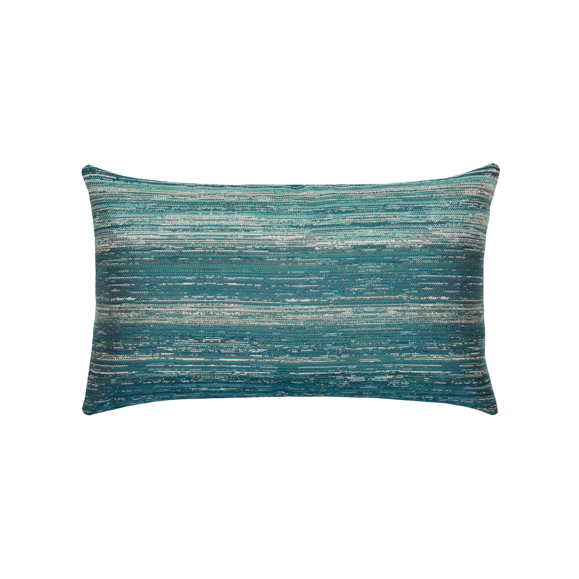 Teal striped ombre pillow in lumbar size for refreshing indoor and outdoor decor