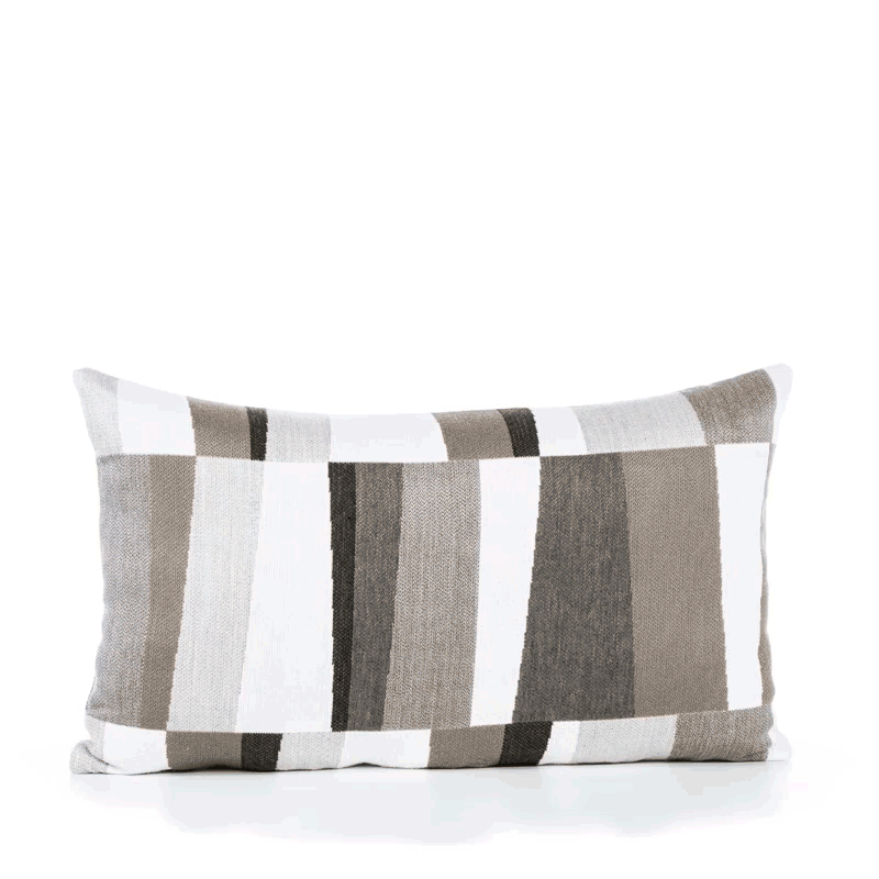 360 video of Taupe and brown geometric pillow lumbar size for neutral indoor and outdoor decor