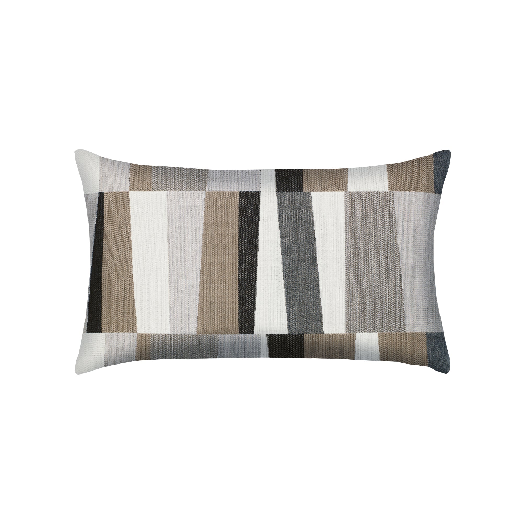Taupe and brown geometric pillow lumbar size for neutral indoor and outdoor decor