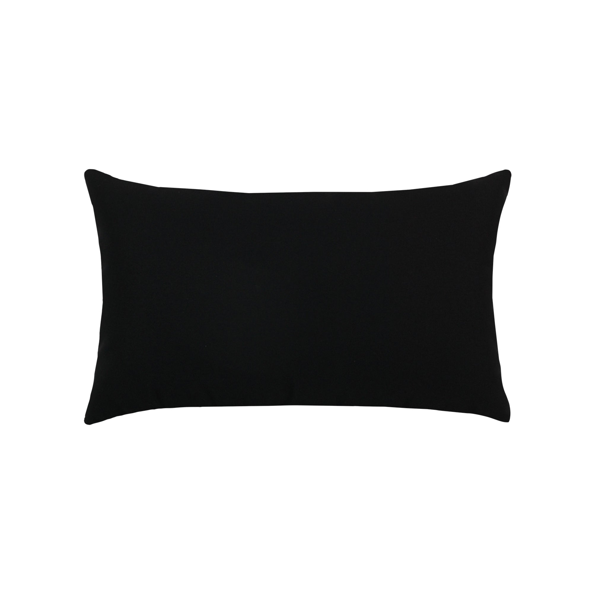 Solid black indoor and outdoor pillow in lumbar size by Elaine Smith