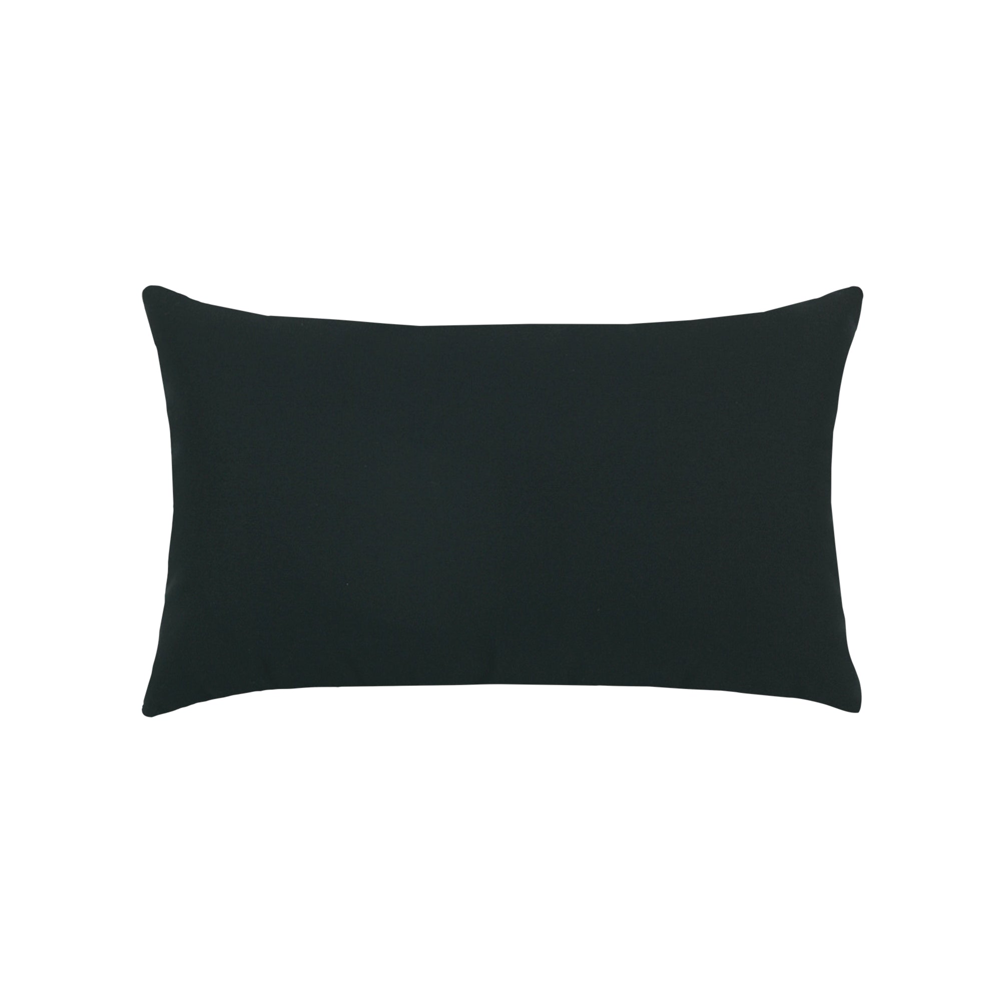 Solid black indoor and outdoor pillow in lumbar size by Elaine Smith