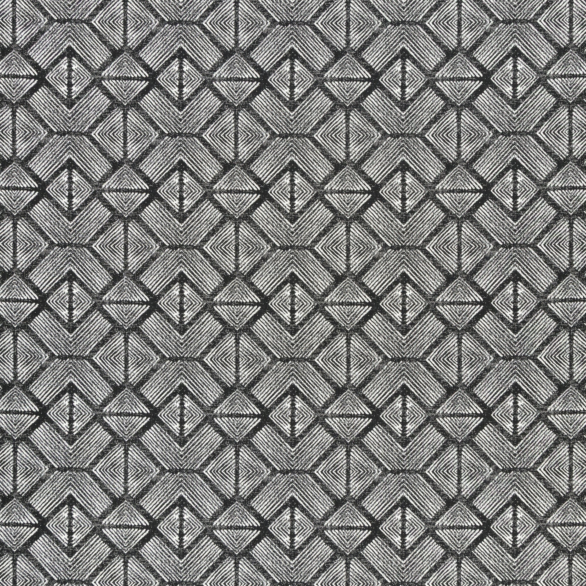Tribal-inspired geometric outdoor safe fabric in ebony tones-full fabric repeat image