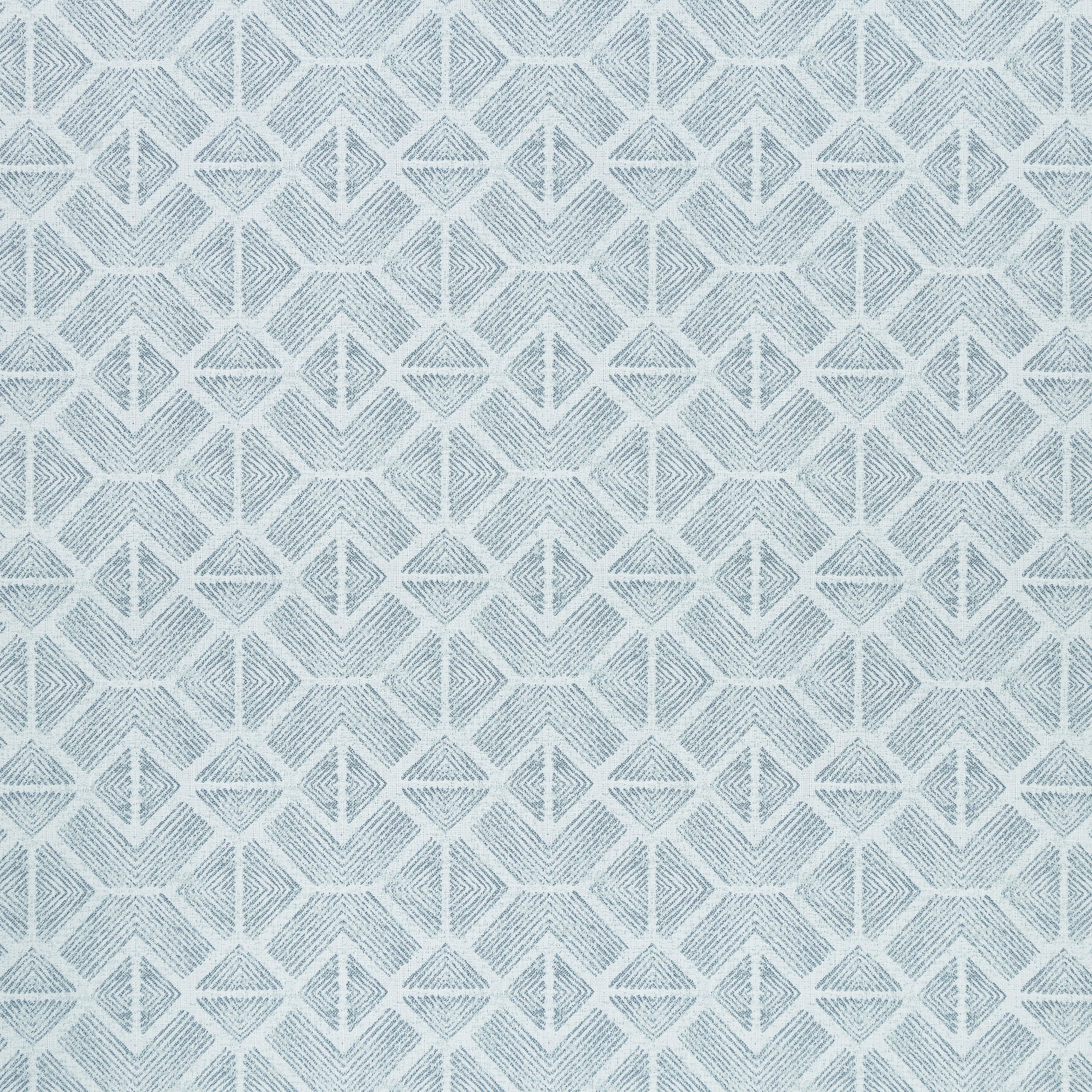 Textured outdoor safe fabric featuring geometric tribal patterns in stream blue - Bakuba Stream by Elaine Smith-full fabric repeat image